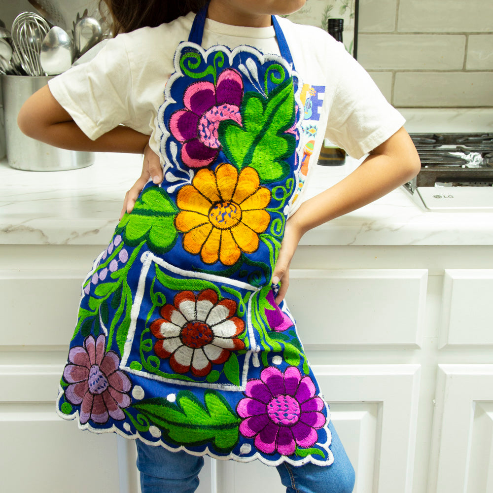 Kids Embroidered Floral Apron
