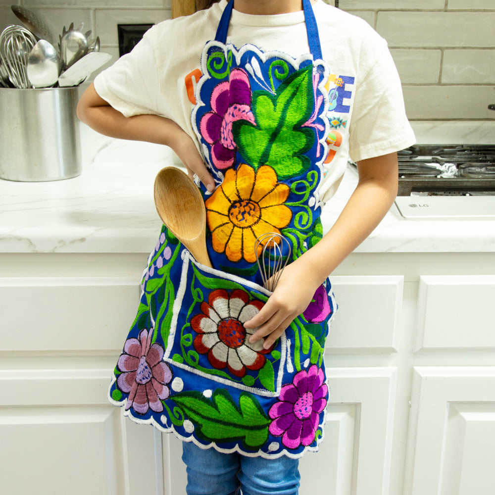 Kids Embroidered Floral Apron