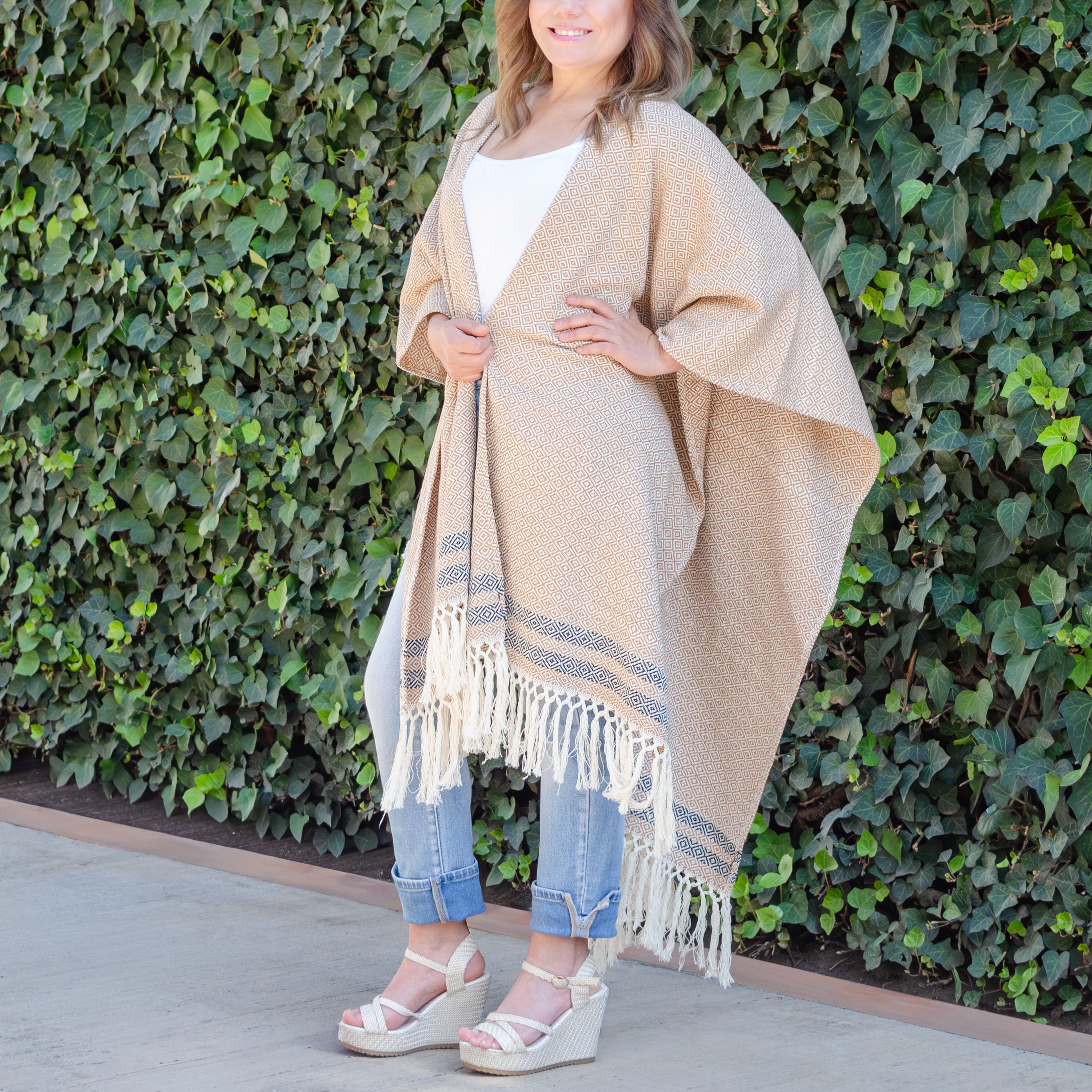 closed jeans pedal cape Pedal Loom Ruana, Long Cape