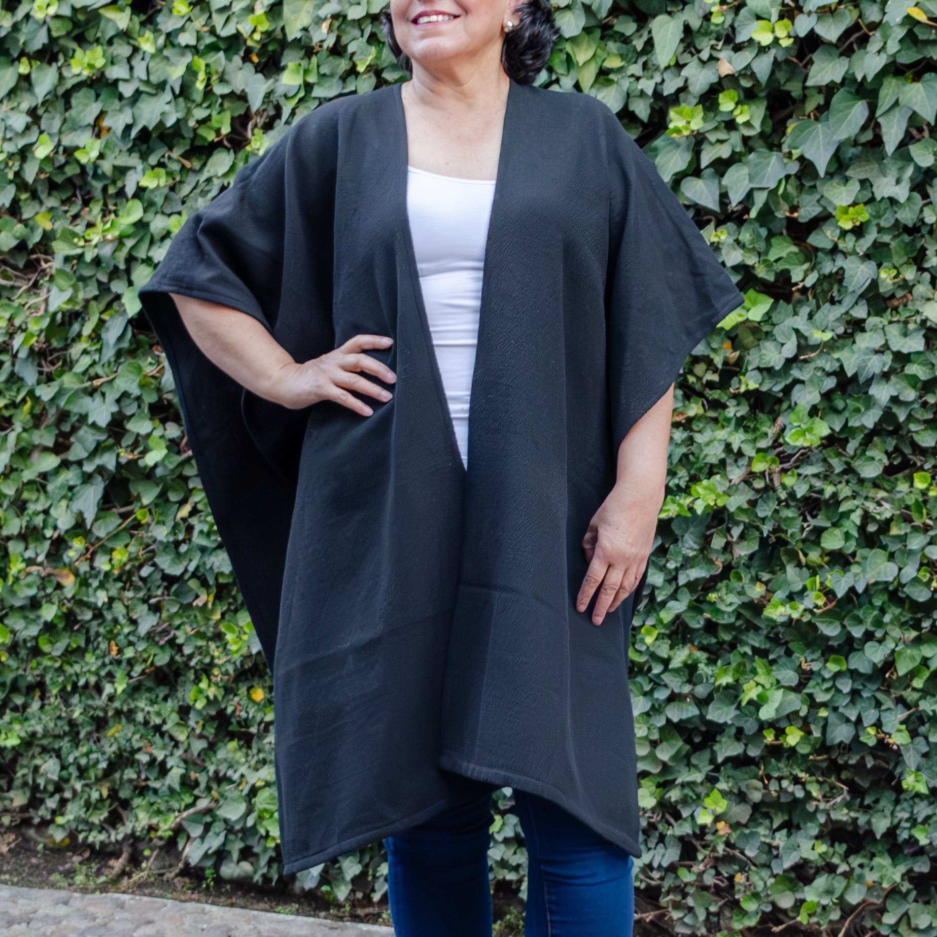 Pedal Loom Ruana, Long Cape