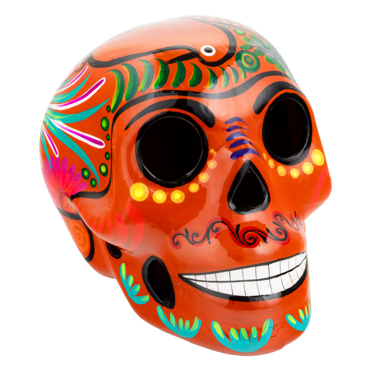 Large Hand Painted Xalitla Clay Sugar Skulls
