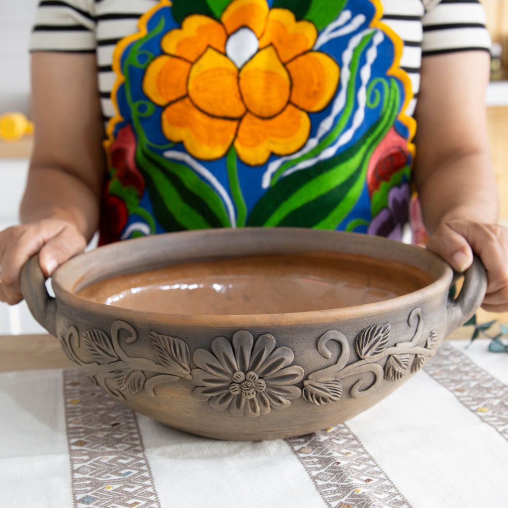 Atzompa Clay Large Floral Cazuela