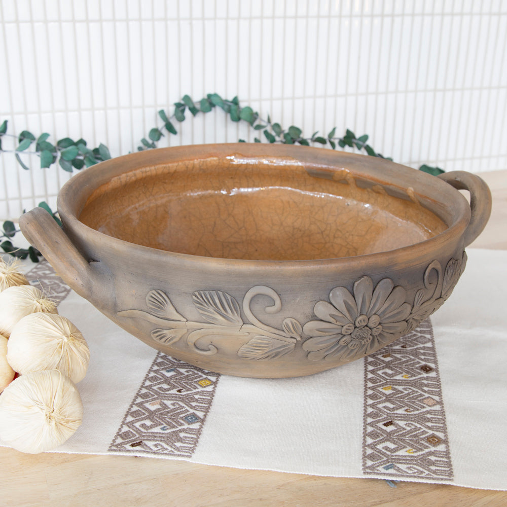 Atzompa Clay Large Floral Cazuela