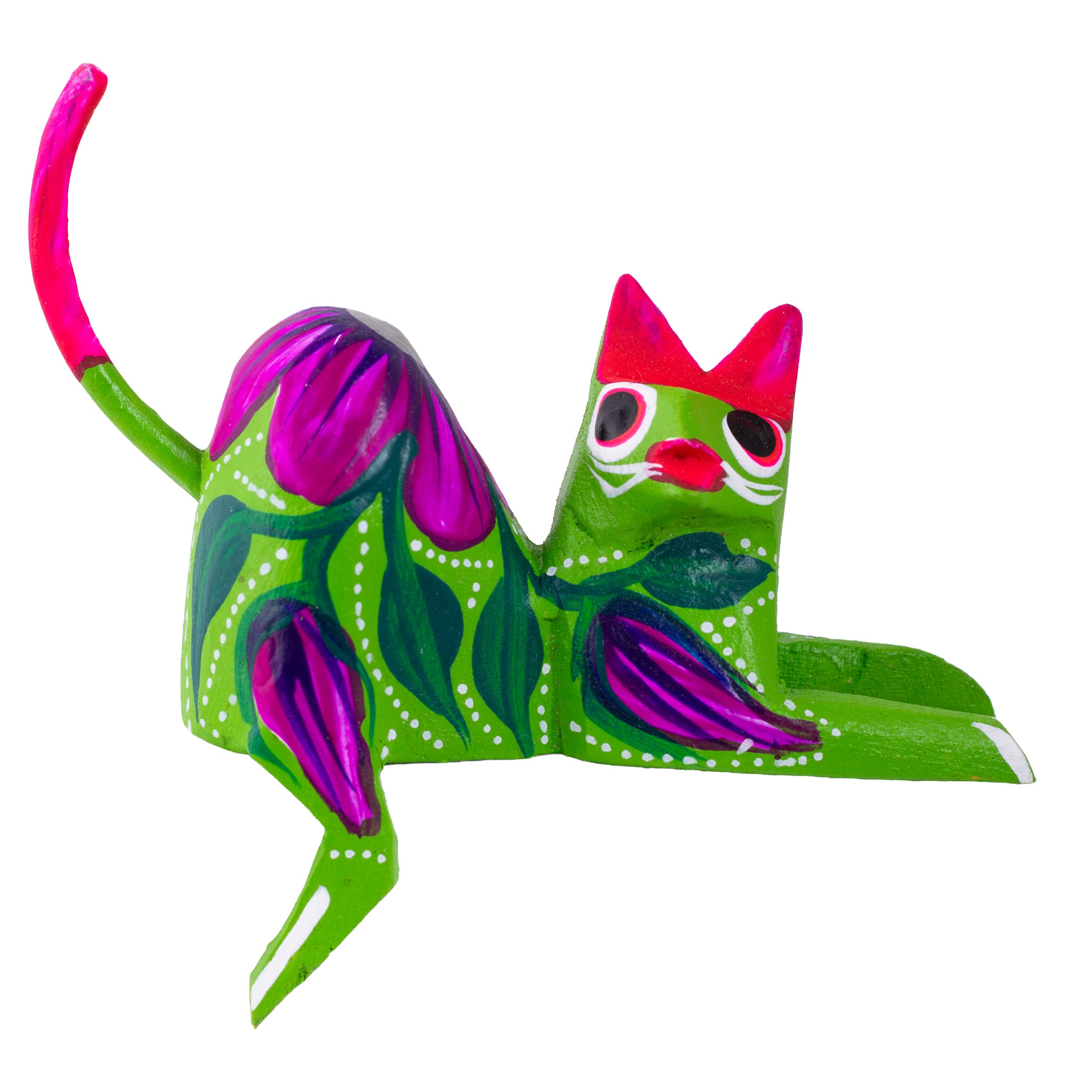 Hand Painted and Carved Hanging Cat Wooden Figurine Alebrije