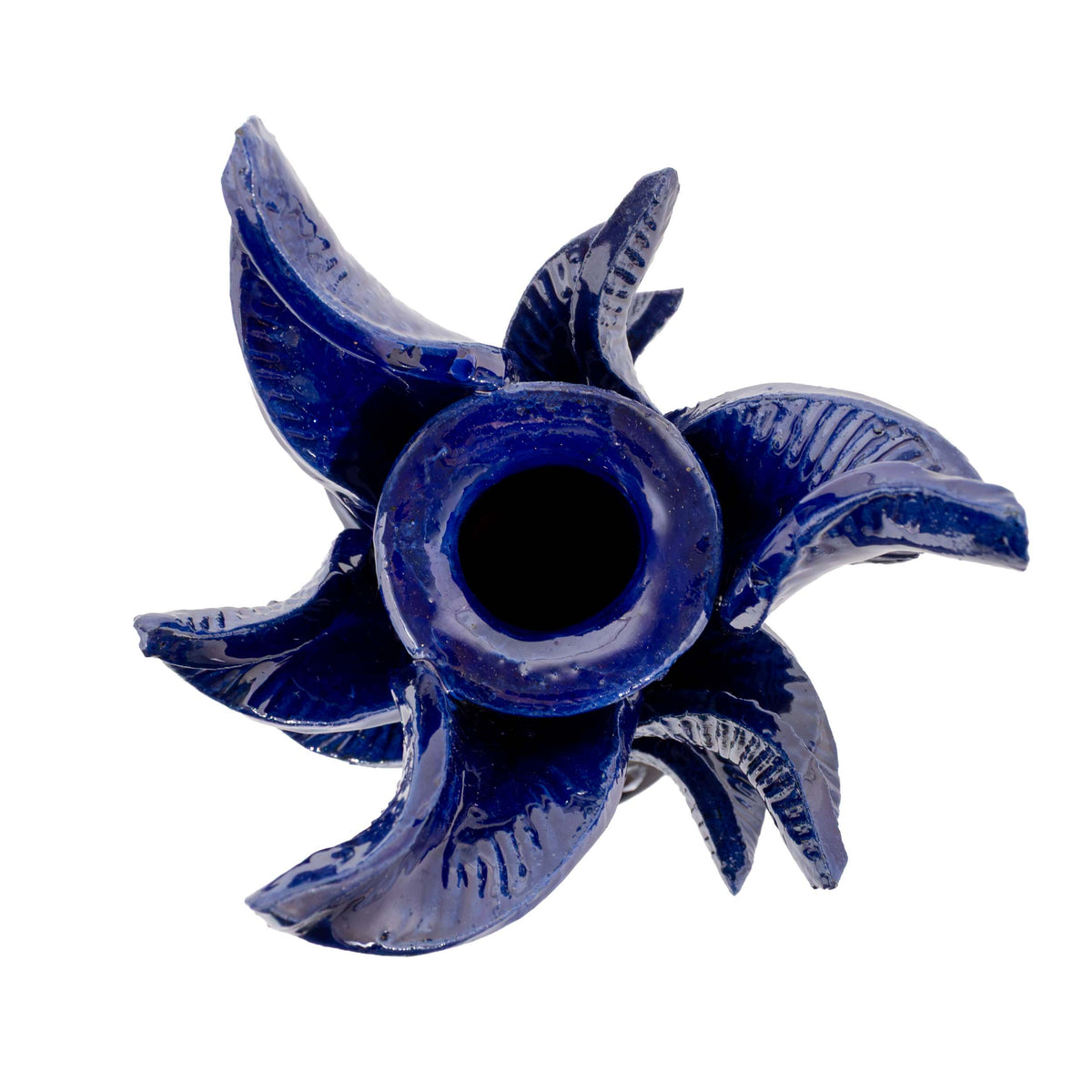 Blue Pineapple Swirling Leaves Candle Holder