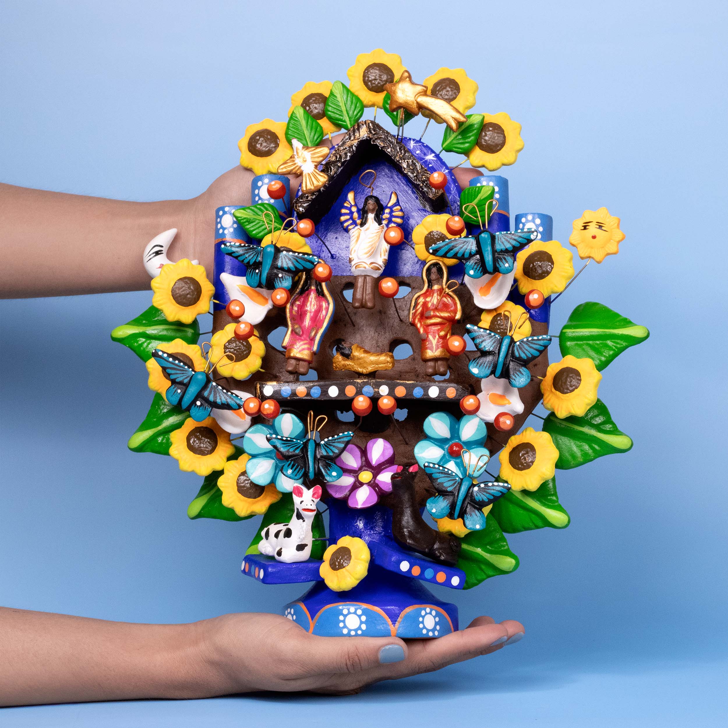 Mexican Tree of Life 1' Clay Sculpture