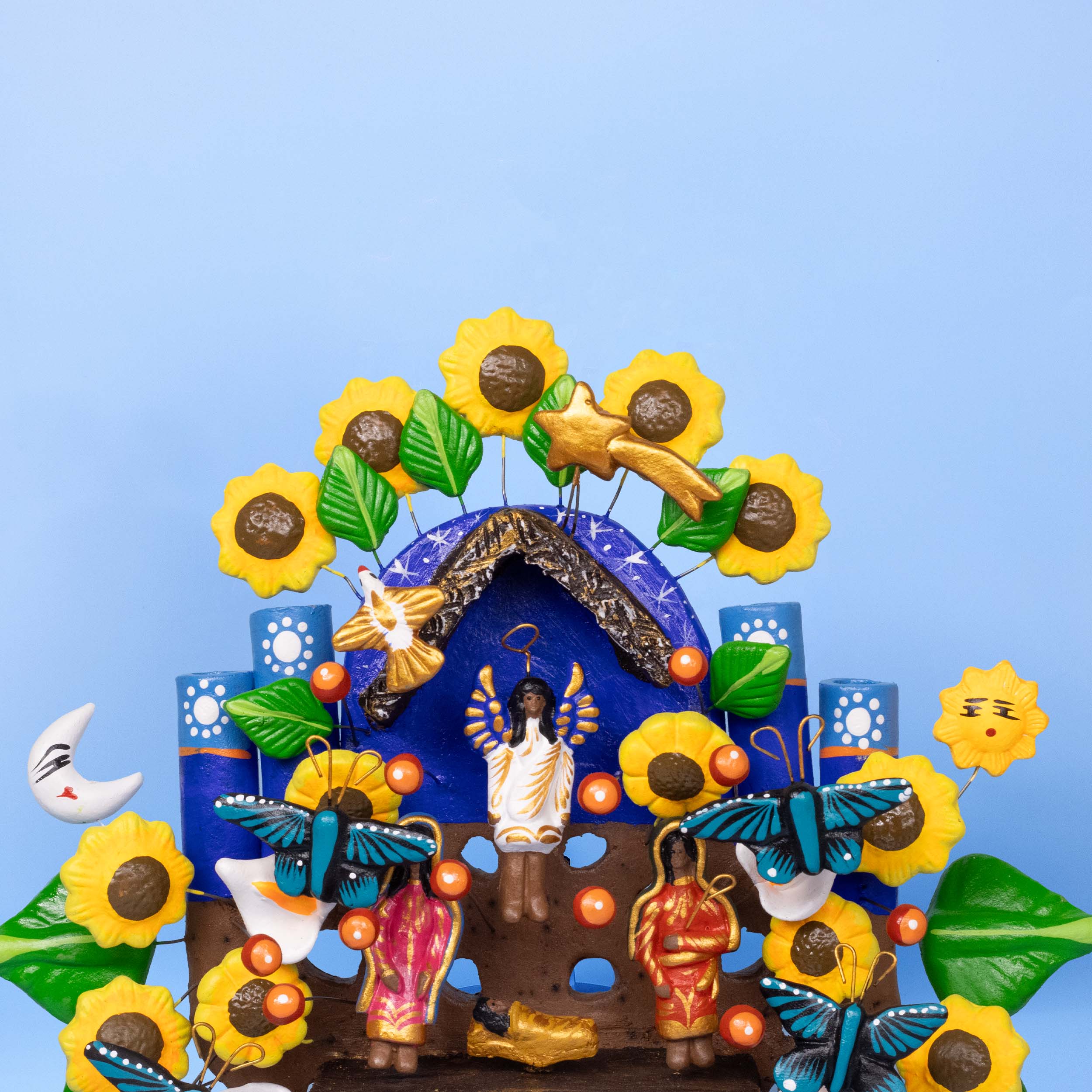 Mexican Tree of Life 1' Clay Sculpture