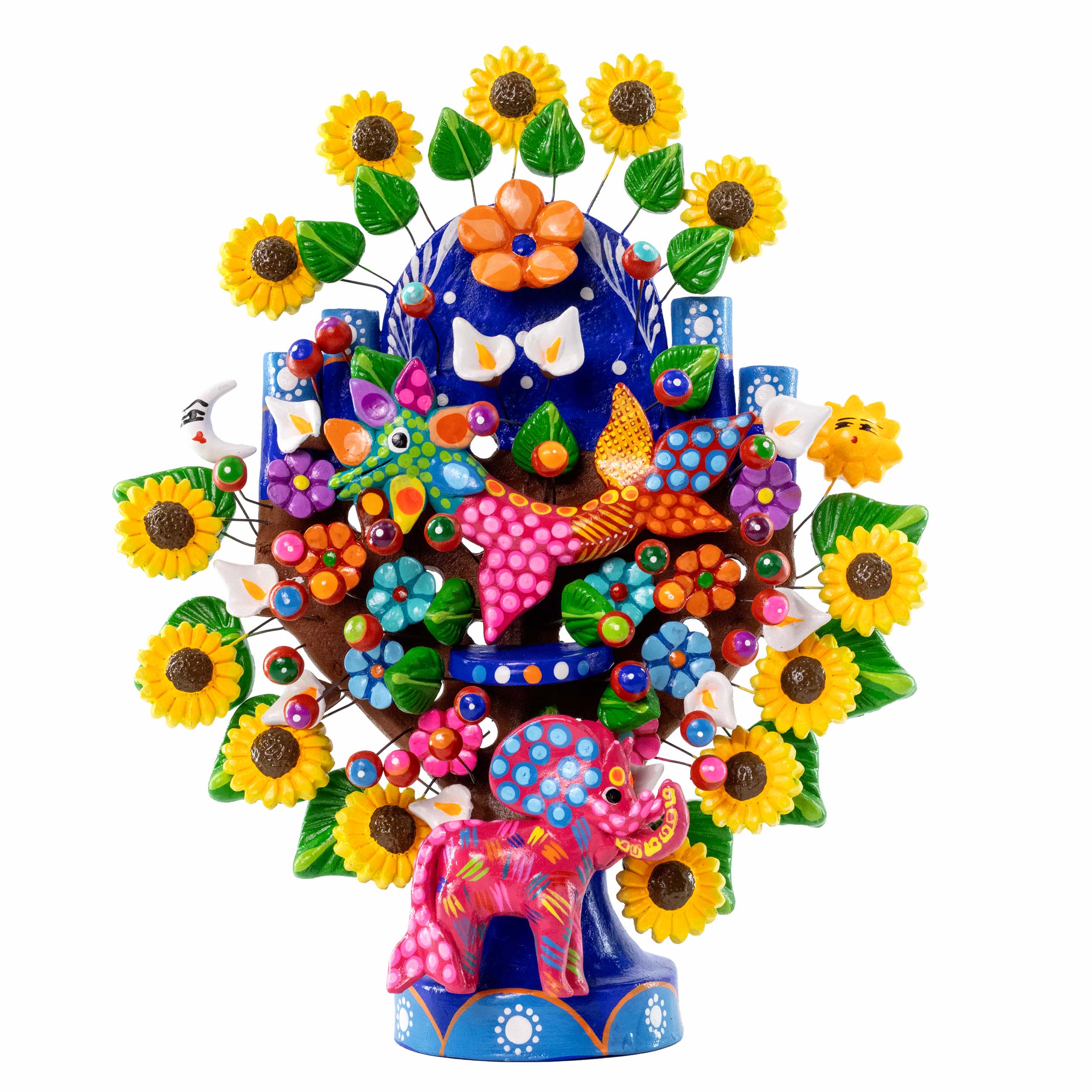 Mexican Tree of Life 1' Clay Sculpture