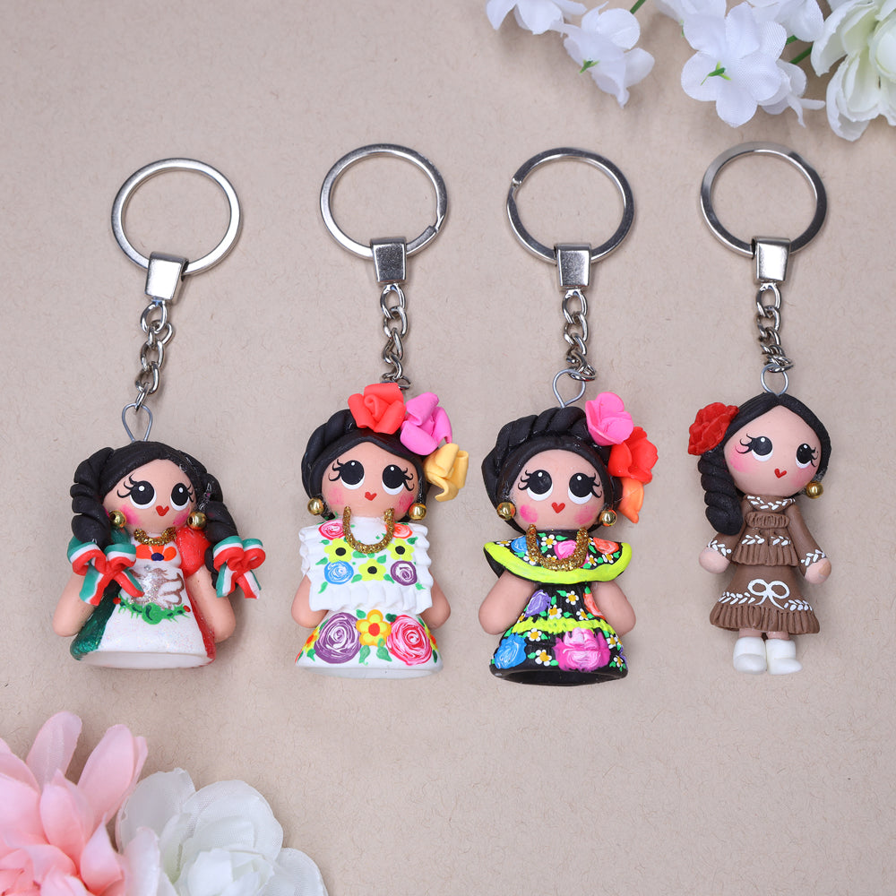 Cold Porcelain Clay Traditional Dresses Keychain