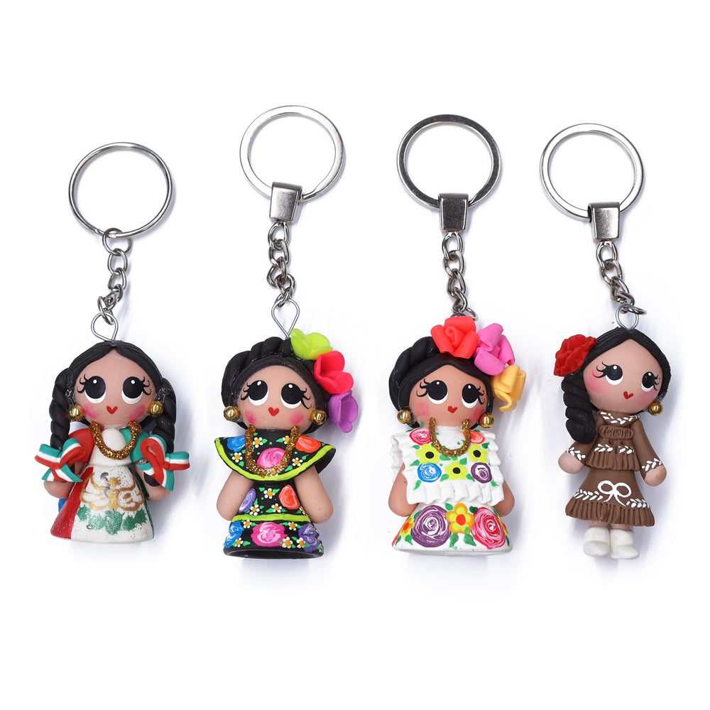 Cold Porcelain Clay Traditional Dresses Keychain