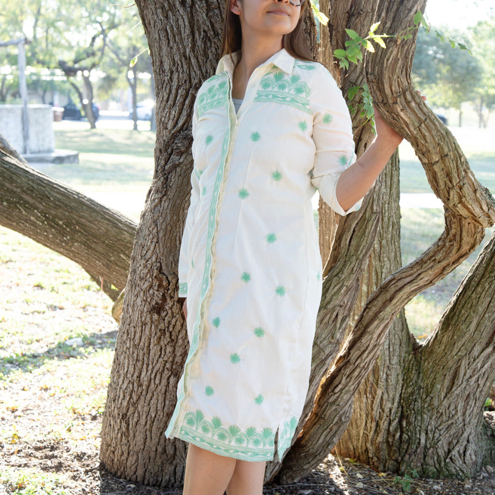 Jëëjn Long Sleeve Button Up Dress Tlahuitoltepec