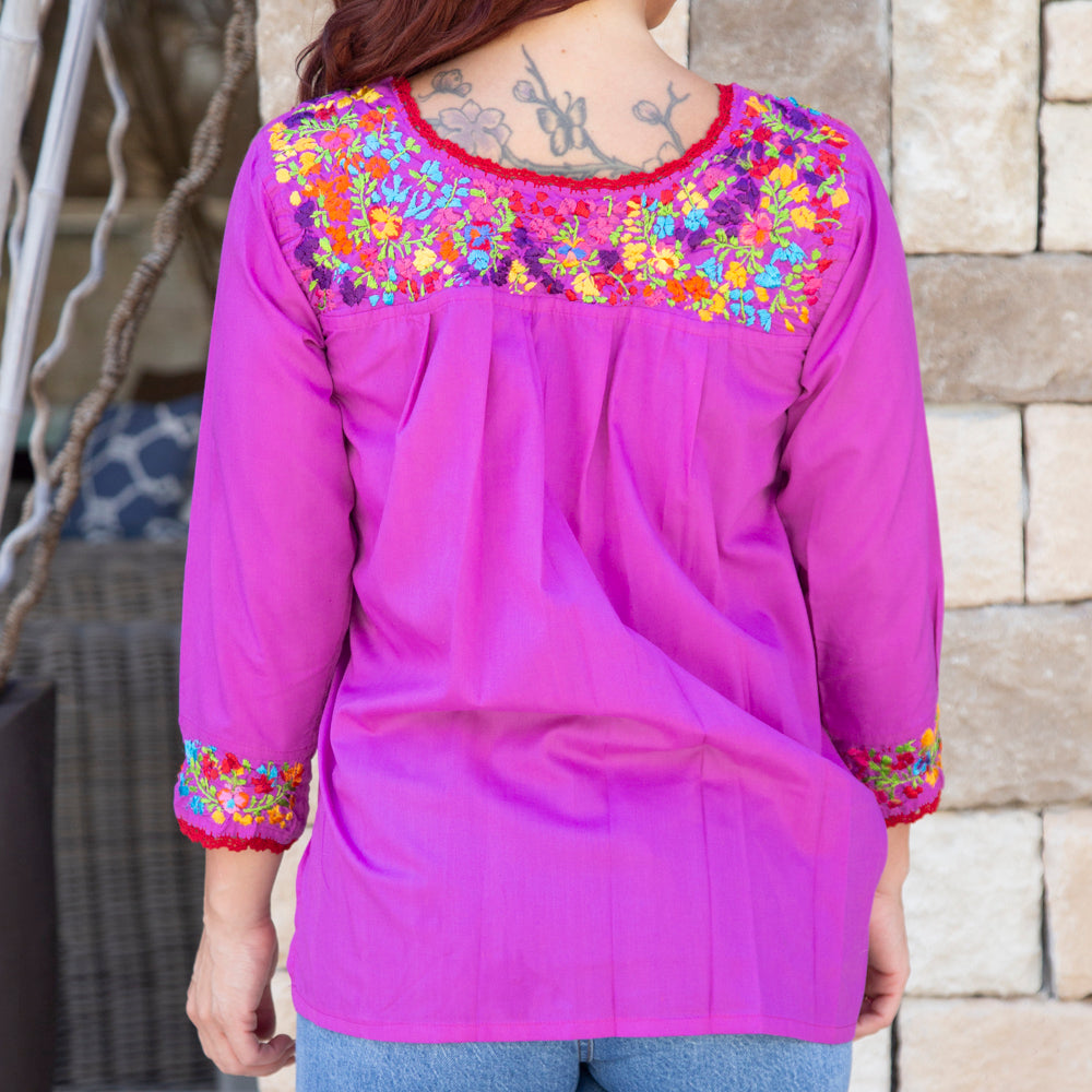 Camila Hand-Embroidered 3/4 Sleeve Blouse
