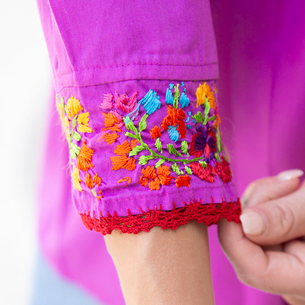 Camila Hand-Embroidered 3/4 Sleeve Blouse