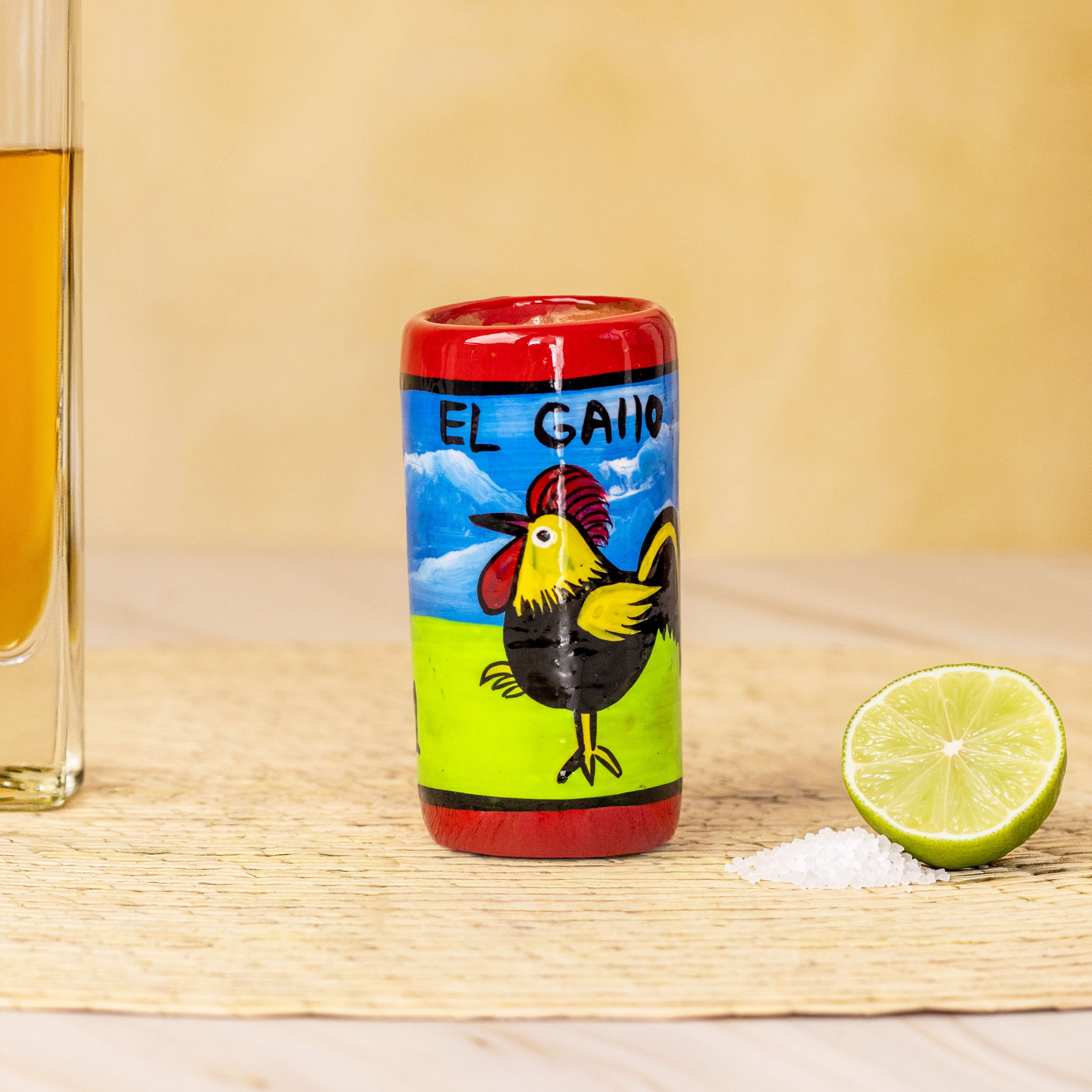 Lotería Hand-painted Clay Shot Glass