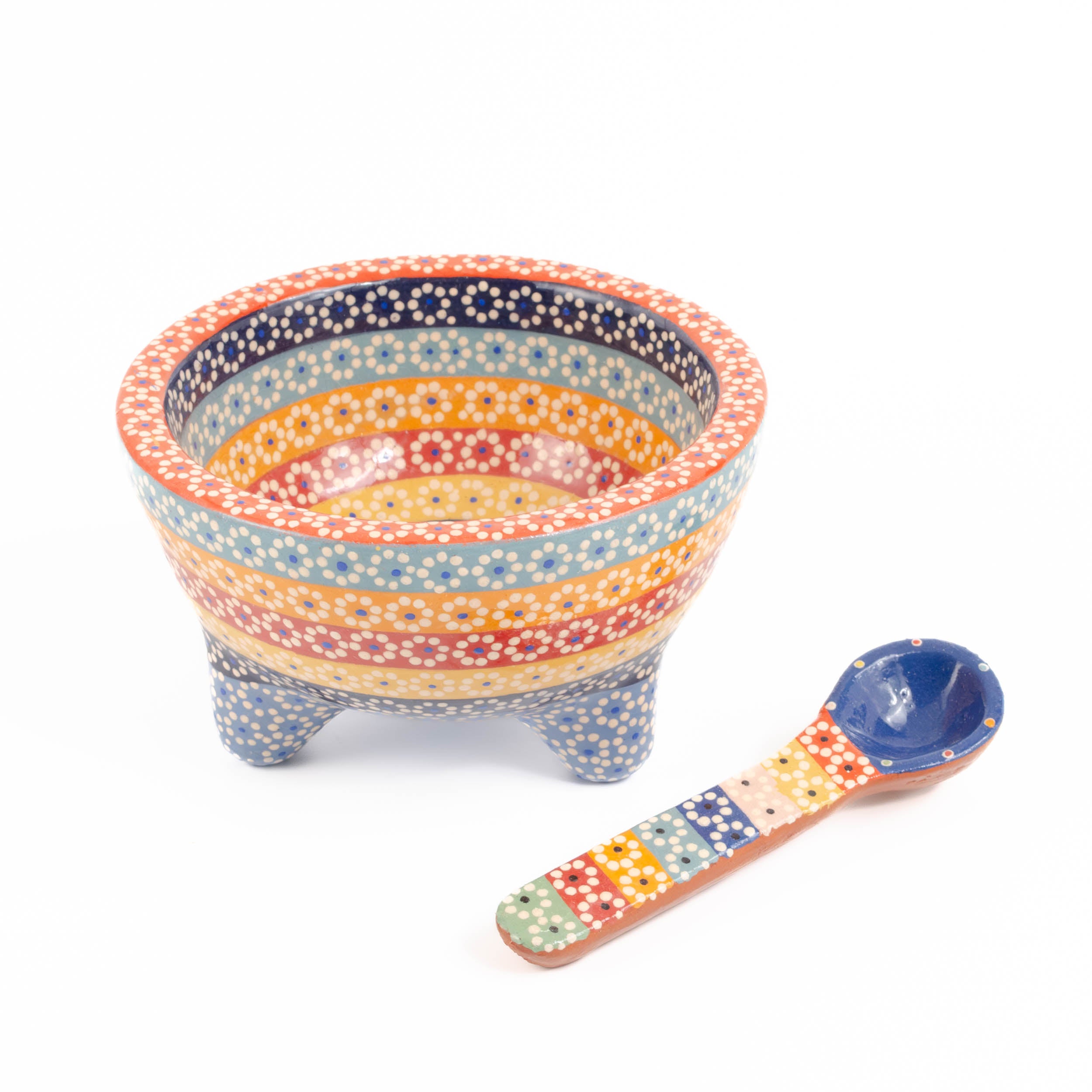 Small Capula Molcajete Clay Bowl and Matching Spoon