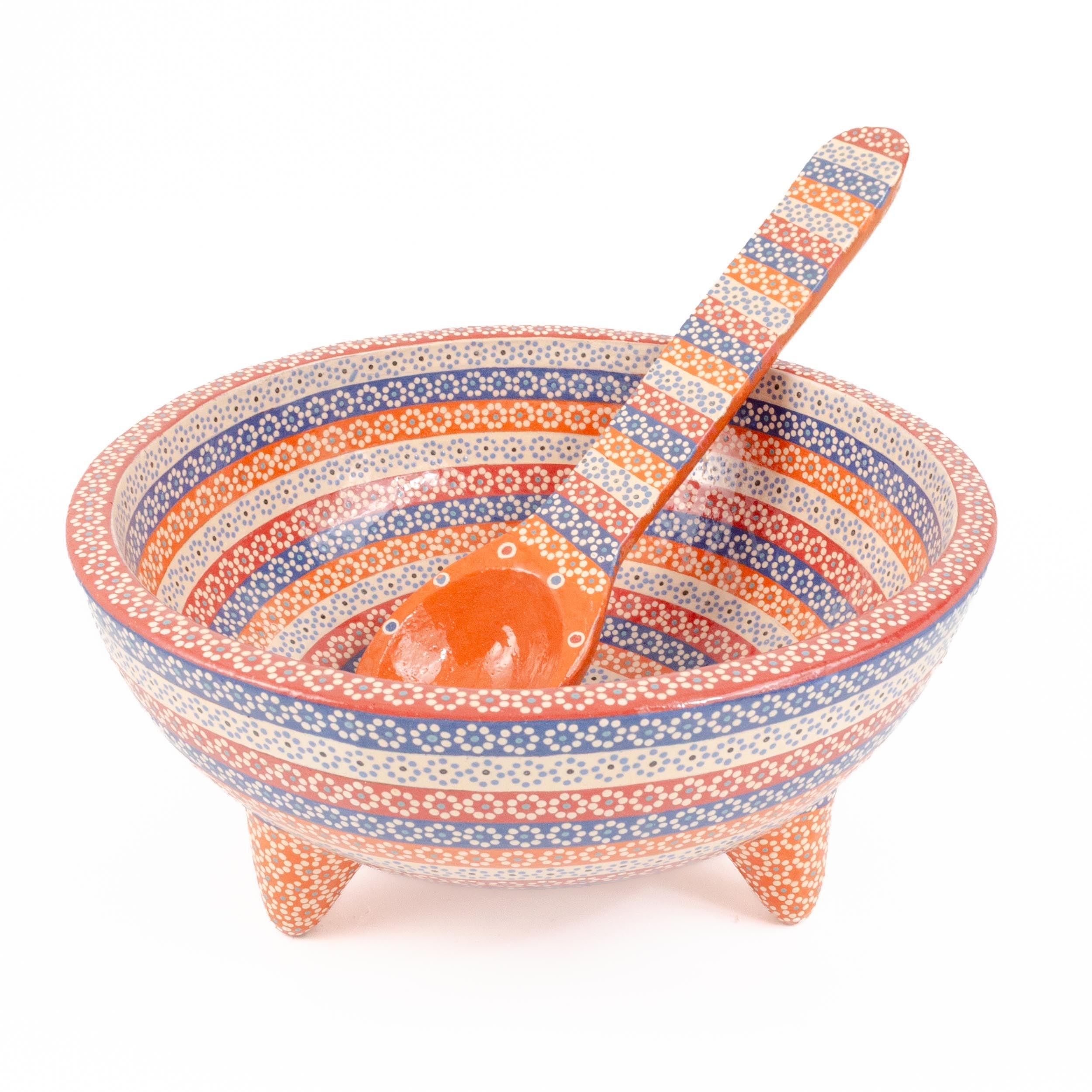 Large Capula Clay Molcajete Bowl and Matching Spoon