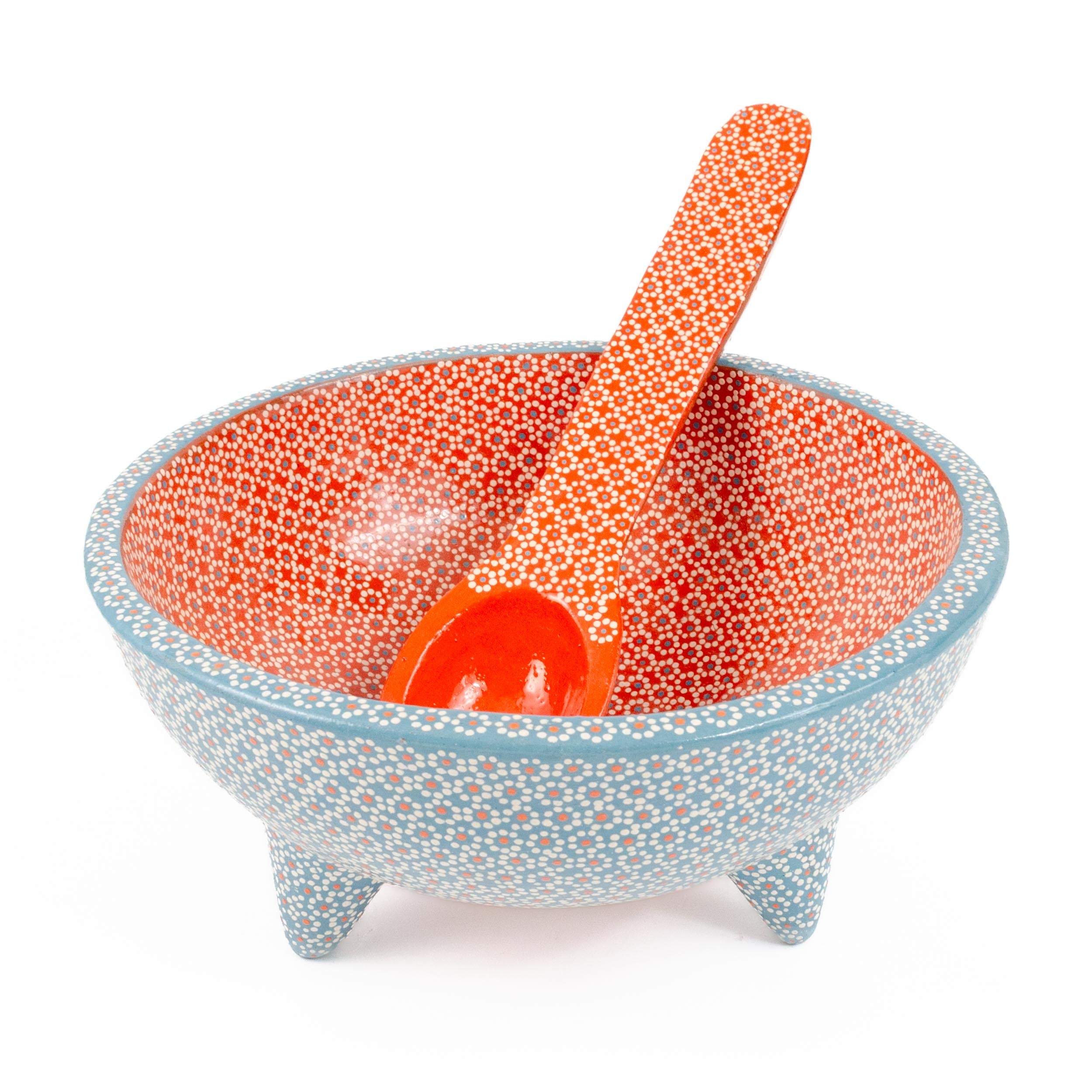 Large Capula Clay Molcajete Bowl and Matching Spoon