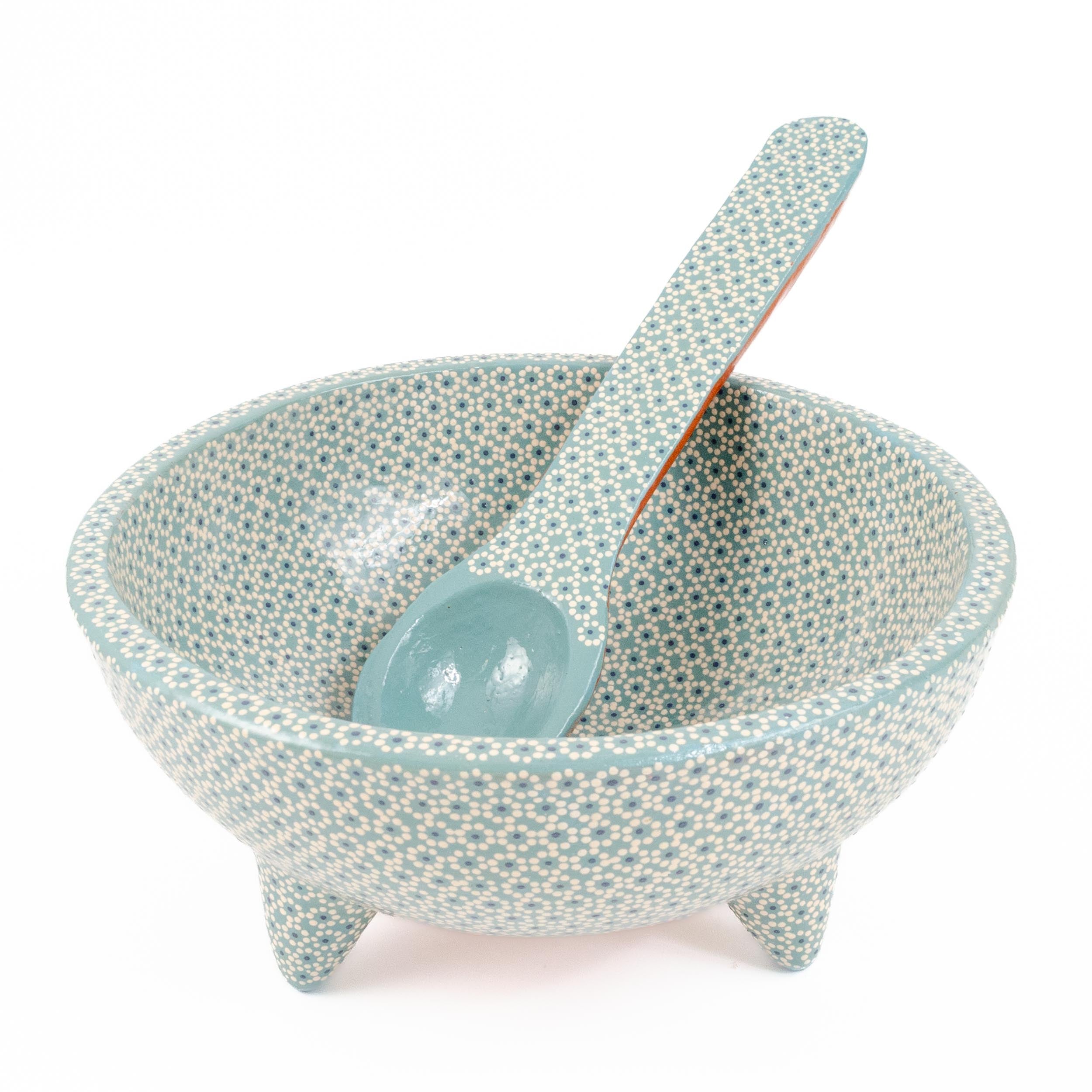 Large Capula Clay Molcajete Bowl and Matching Spoon
