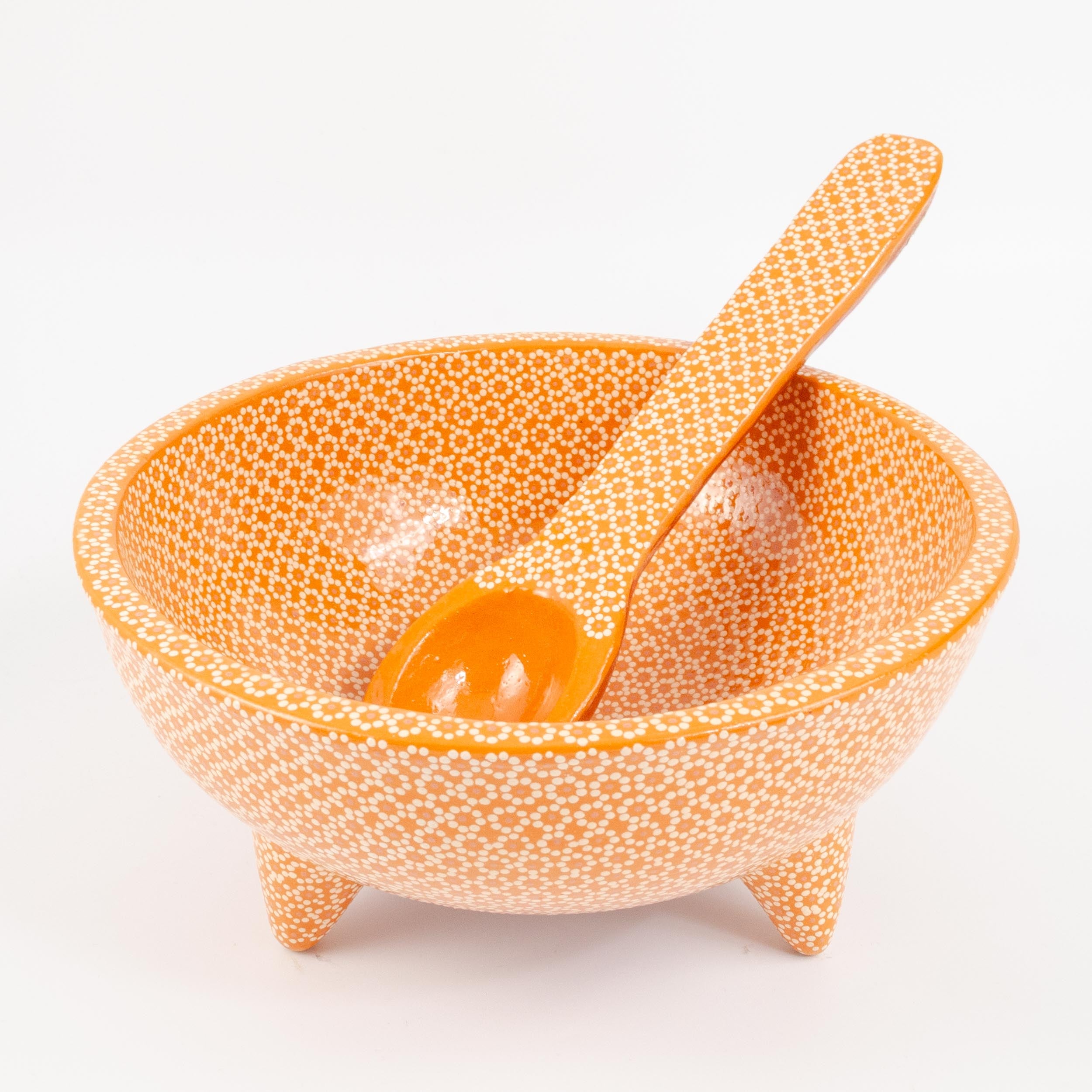 Large Capula Clay Molcajete Bowl and Matching Spoon