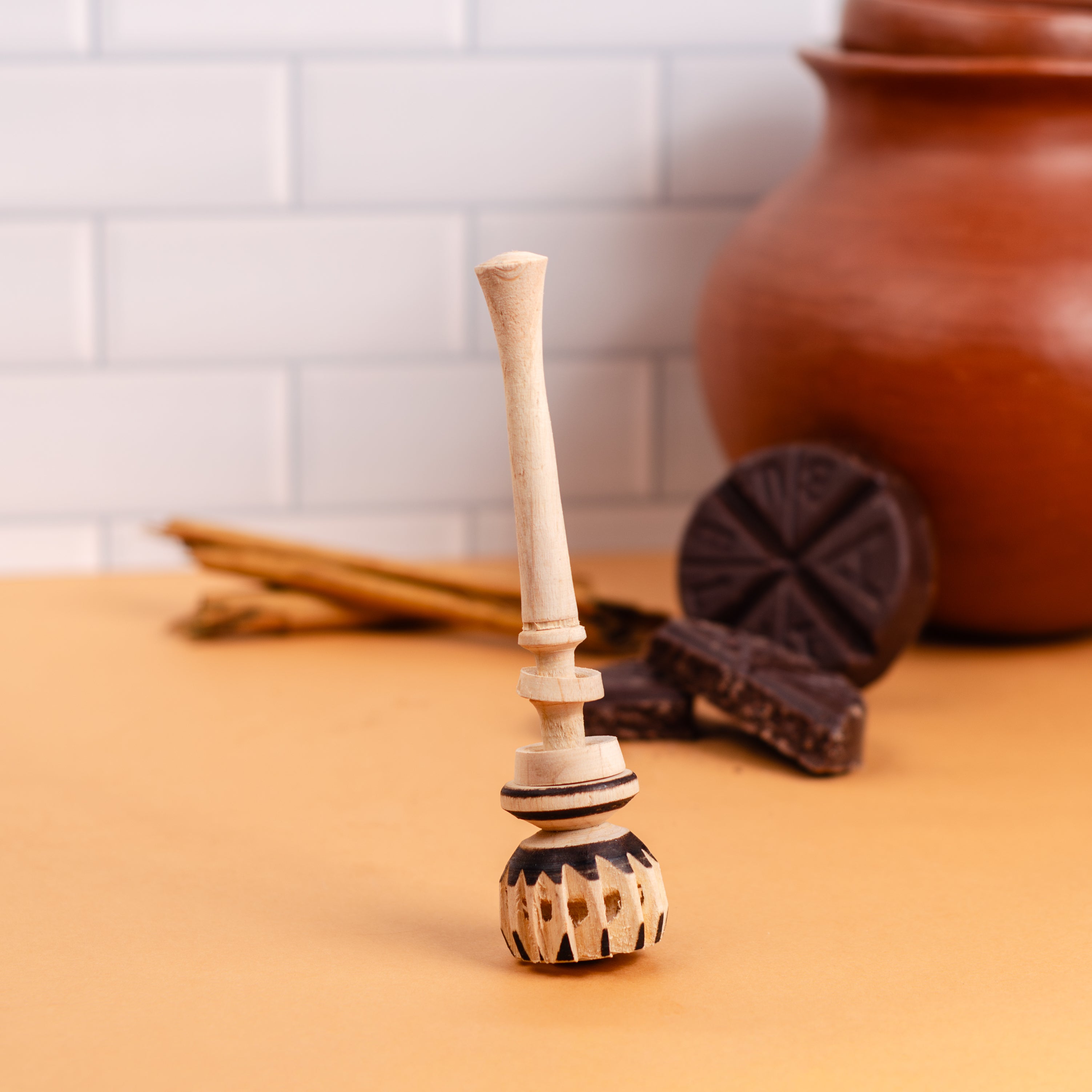 Small Natural Wooden Molinillo Whisk