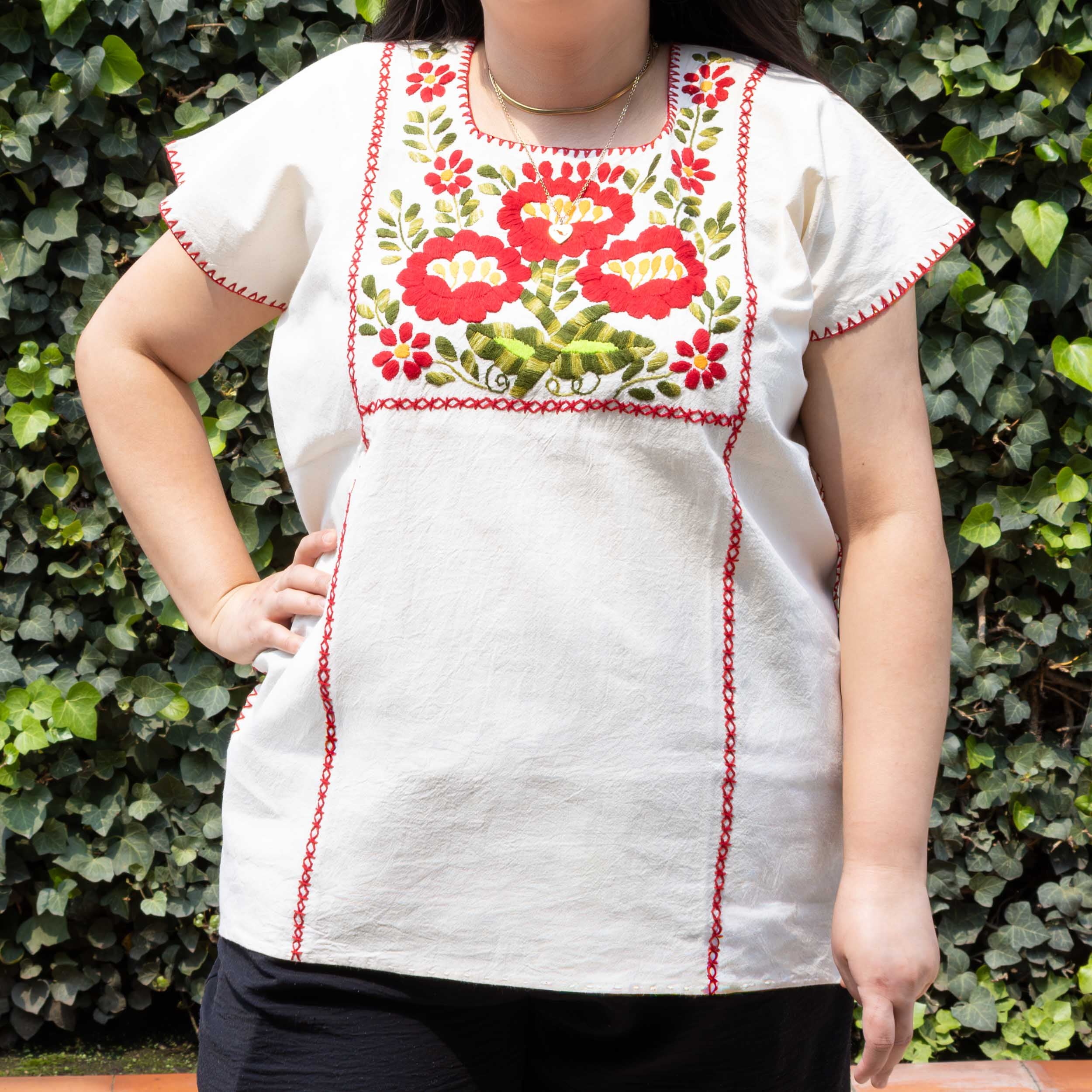 Amuzgo Hand-Embroidered Manta Blouse