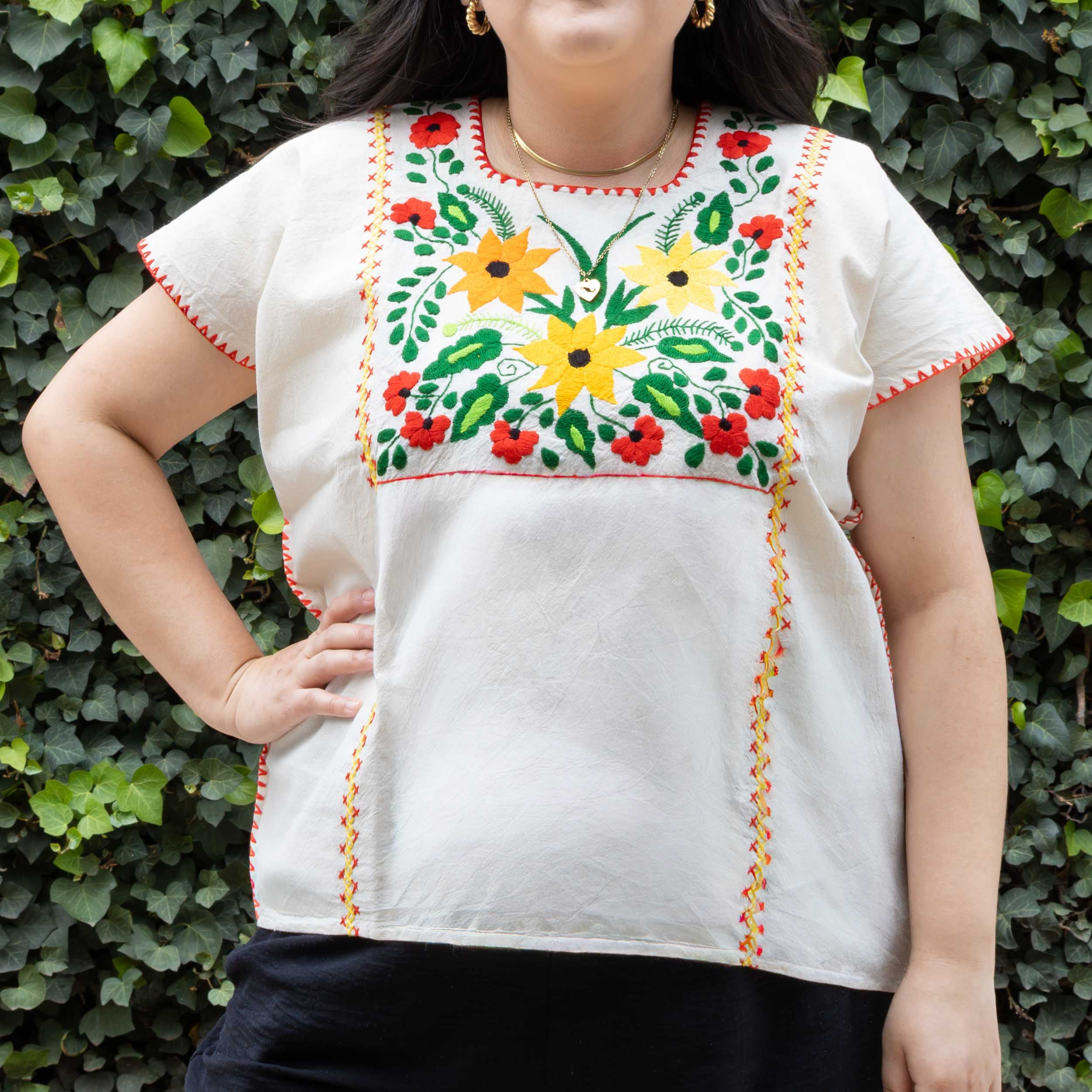 Amuzgo Hand-Embroidered Manta Blouse