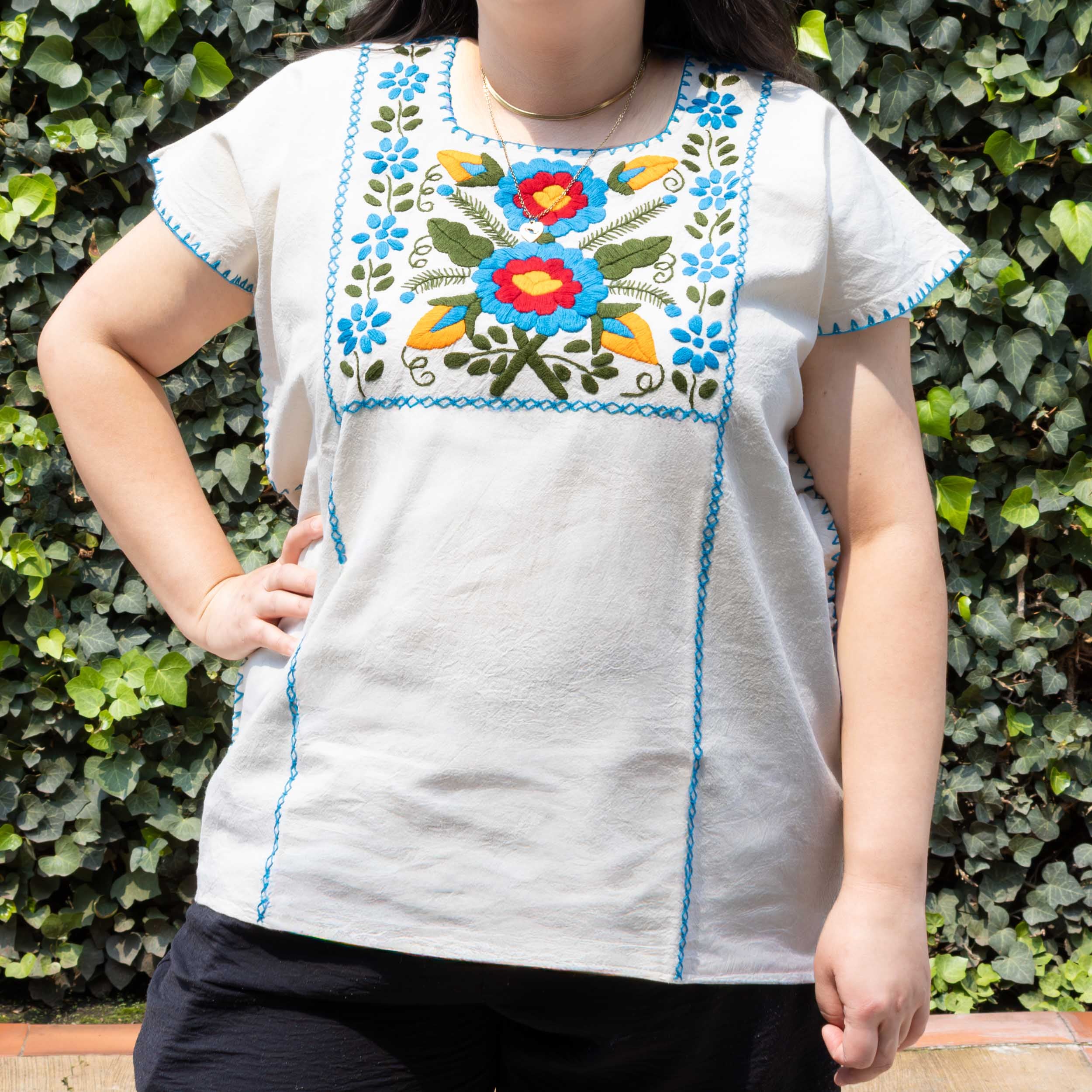 Amuzgo Hand-Embroidered Manta Blouse