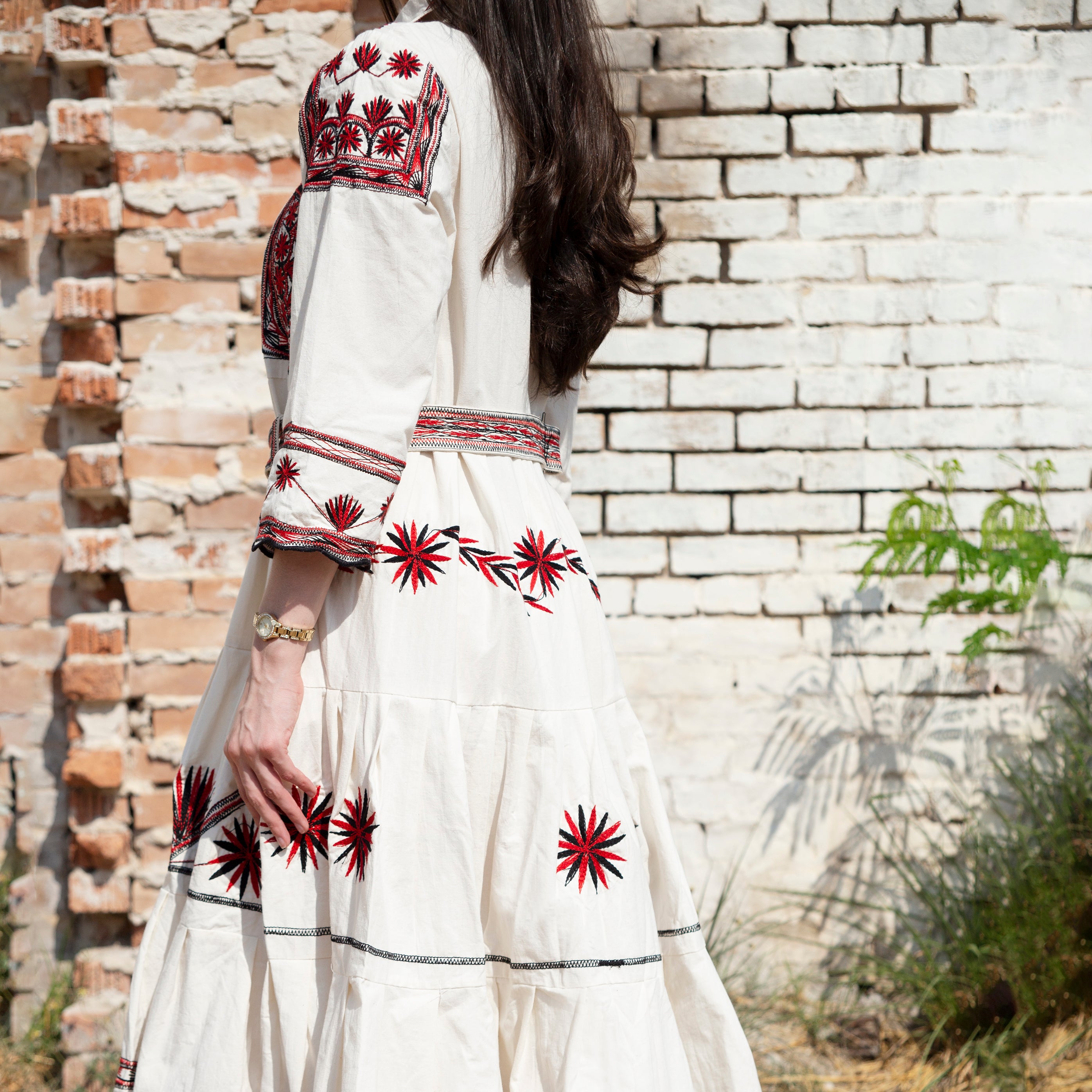 Cohpc Button up Maxi Tiered Dress