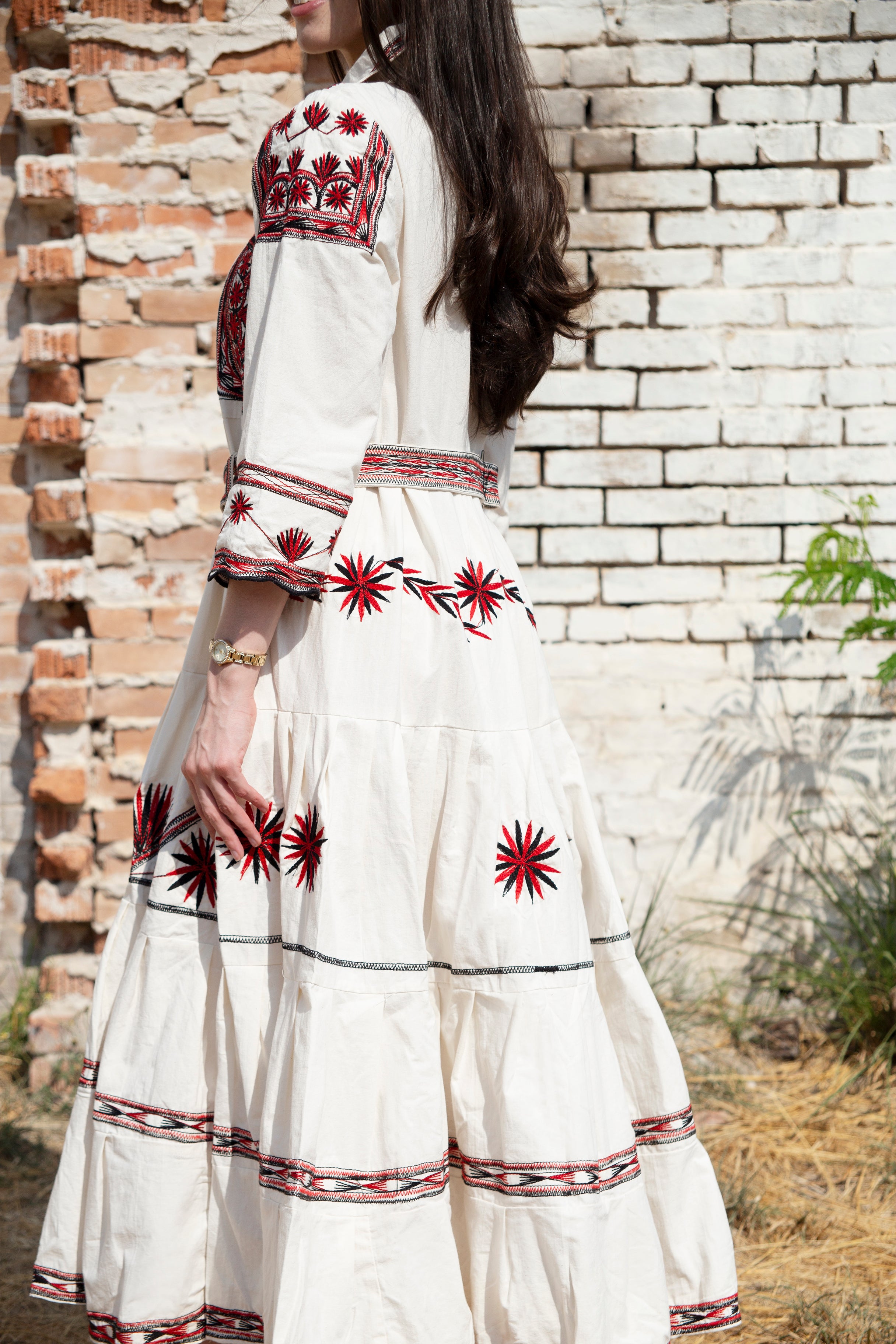 Cohpc Button up Maxi Tiered Dress