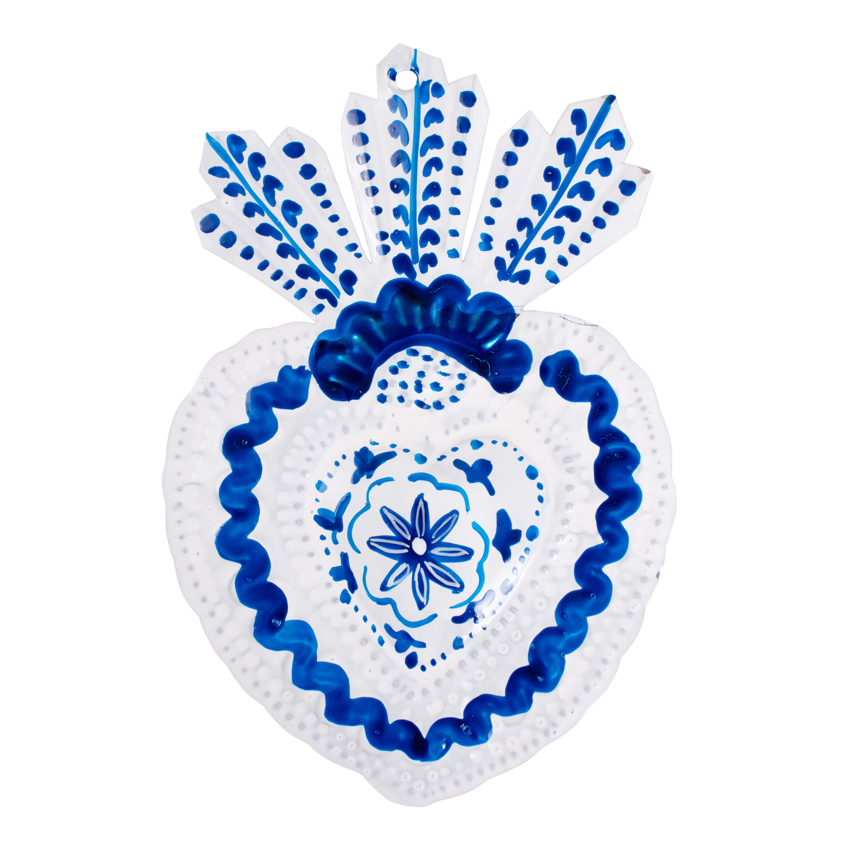 "Talavera" Mexican Milagro Tin Heart