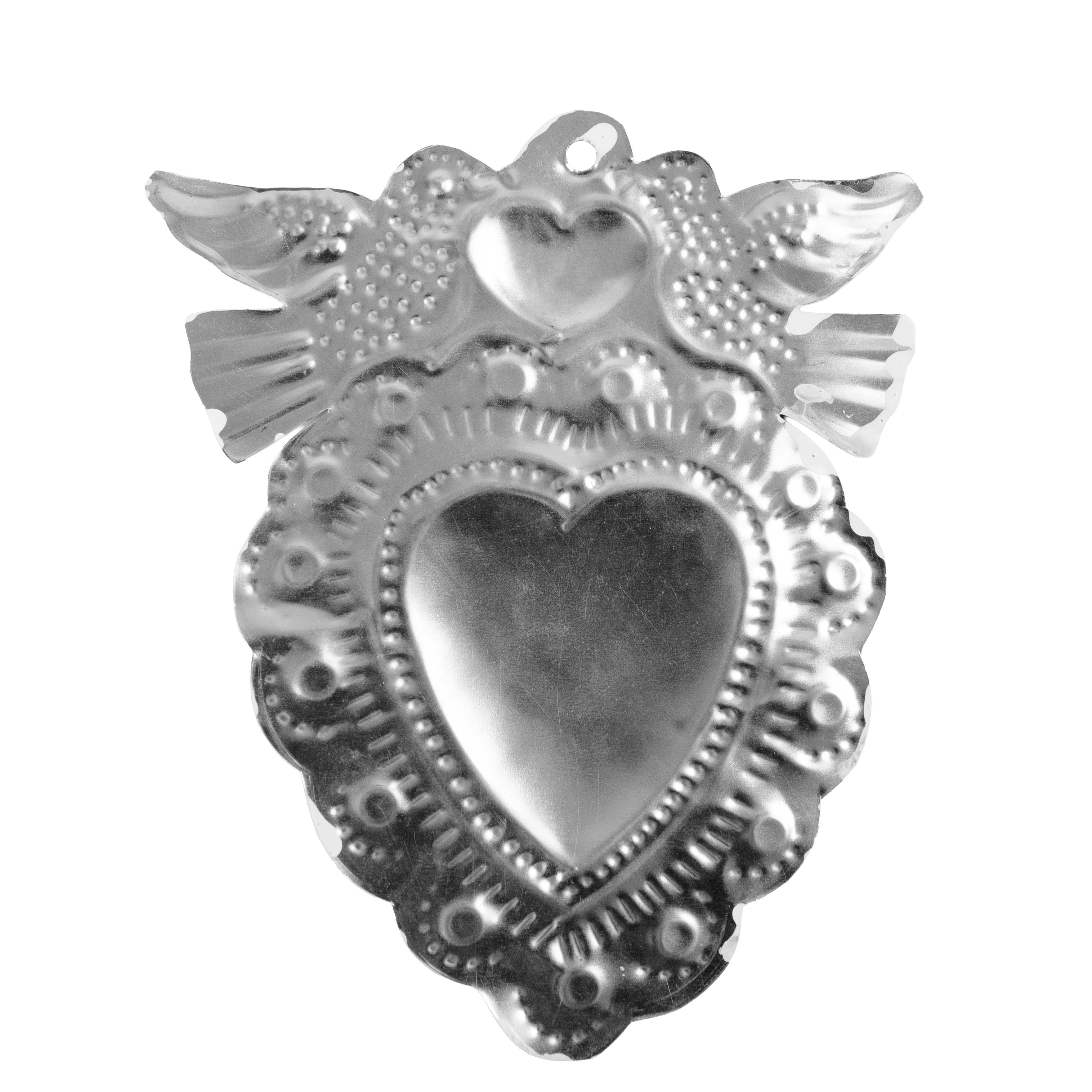 "Talavera" Mexican Milagro Tin Heart