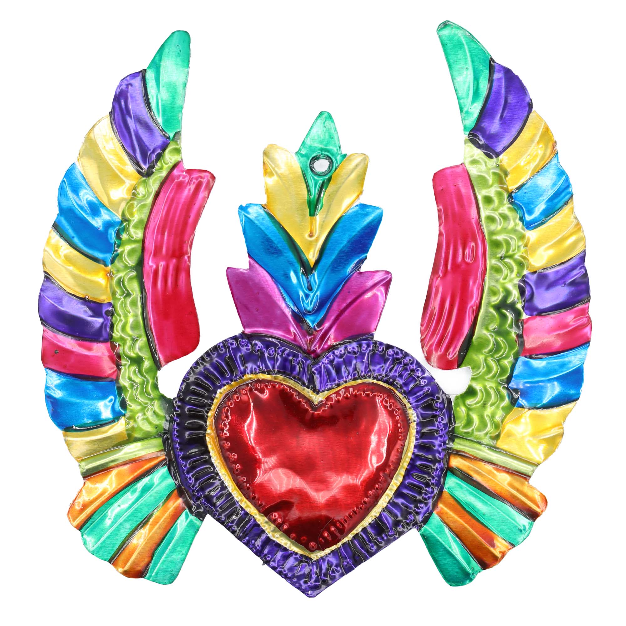 Large Winged Mexican Milagro Tin Hearts