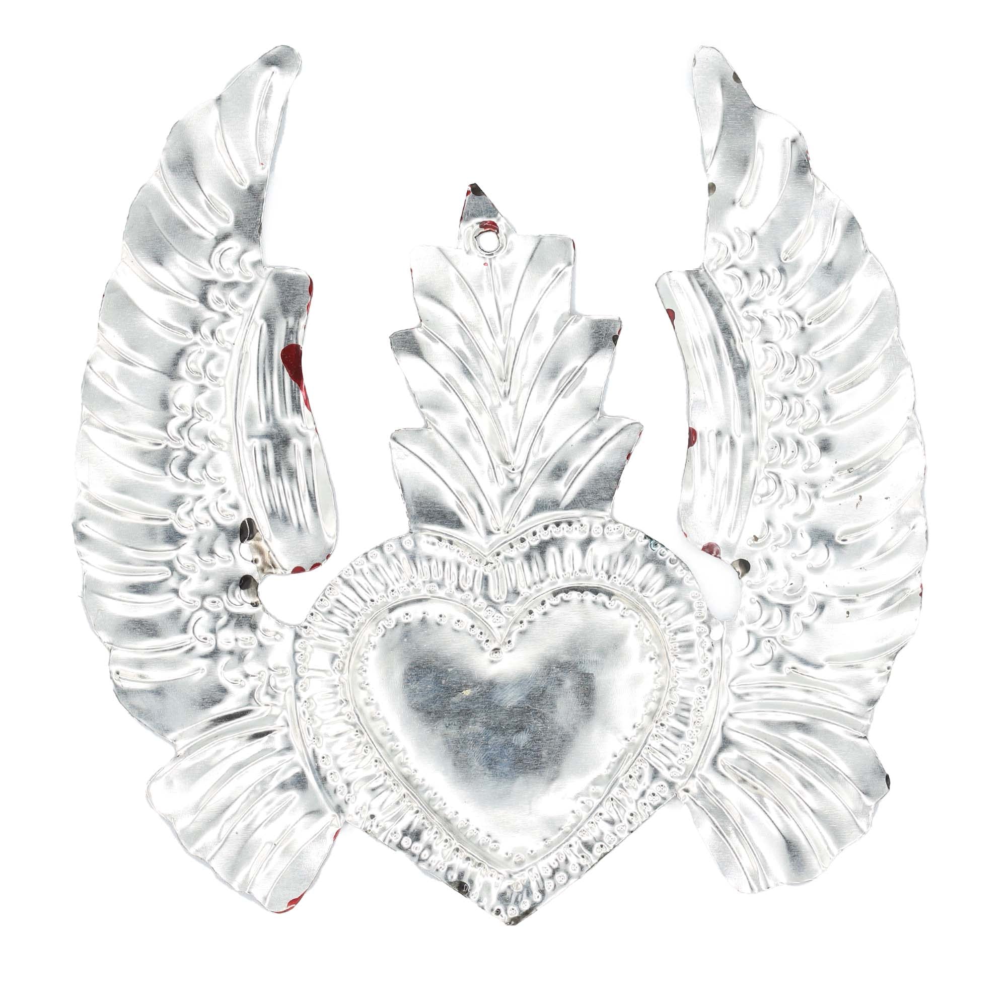 Large Winged Mexican Milagro Tin Hearts