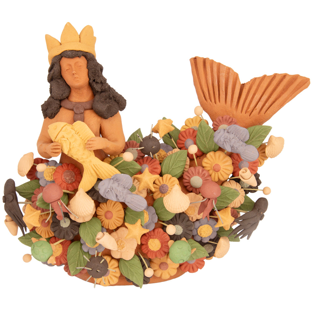 Tlanchana Barro Pigmentado Mermaid Clay Sculpture