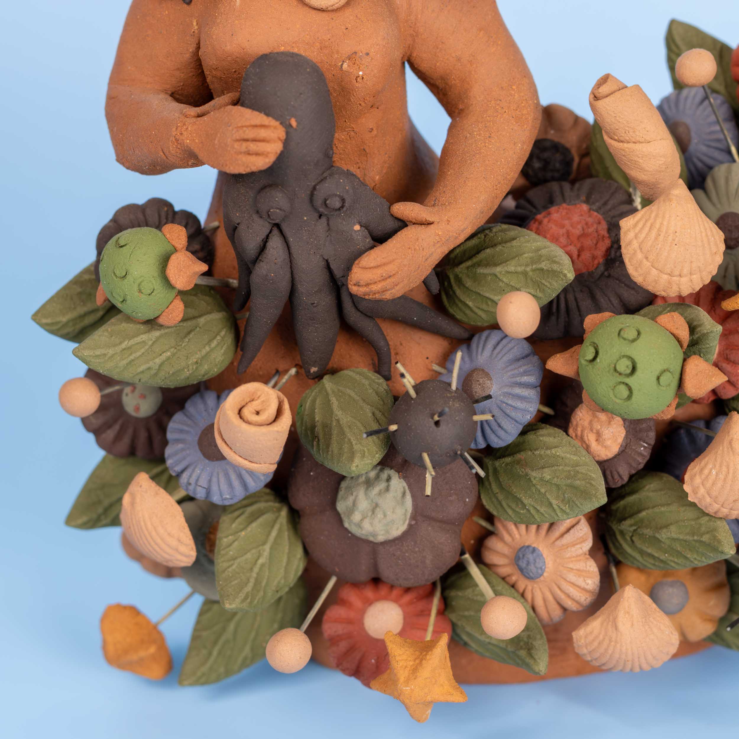 Tlanchana Barro Pigmentado Mermaid Clay Sculpture