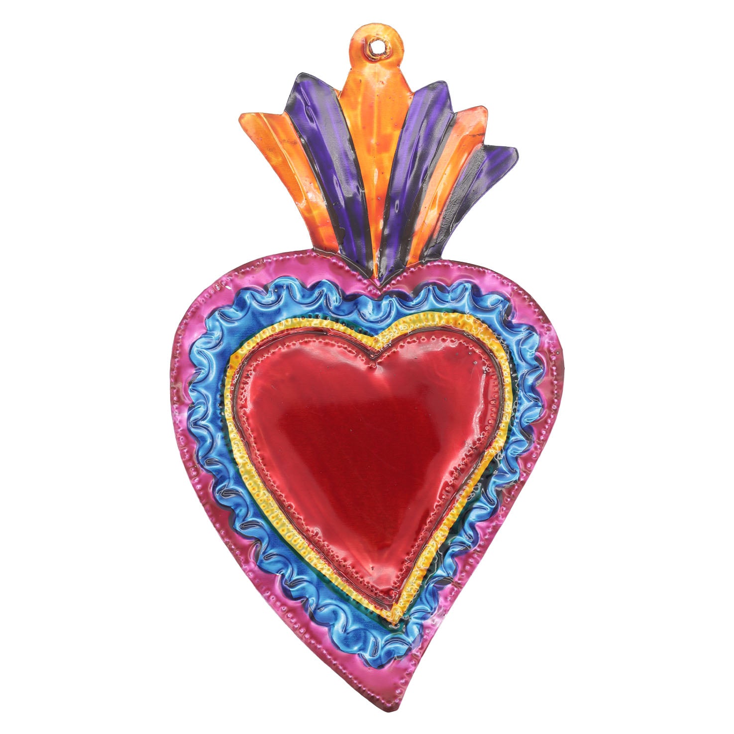 Large Mexican Crown Milagro Tin Hearts