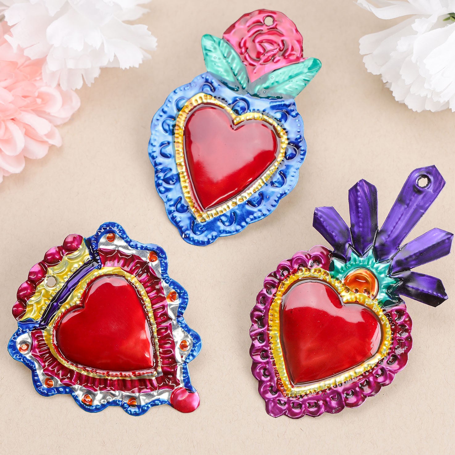 Small Mexican Milagros Tin Hearts