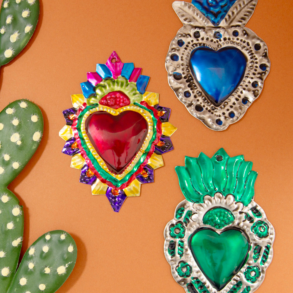 Small Mexican Milagros Tin Hearts | Lolo Mexican Mercadito