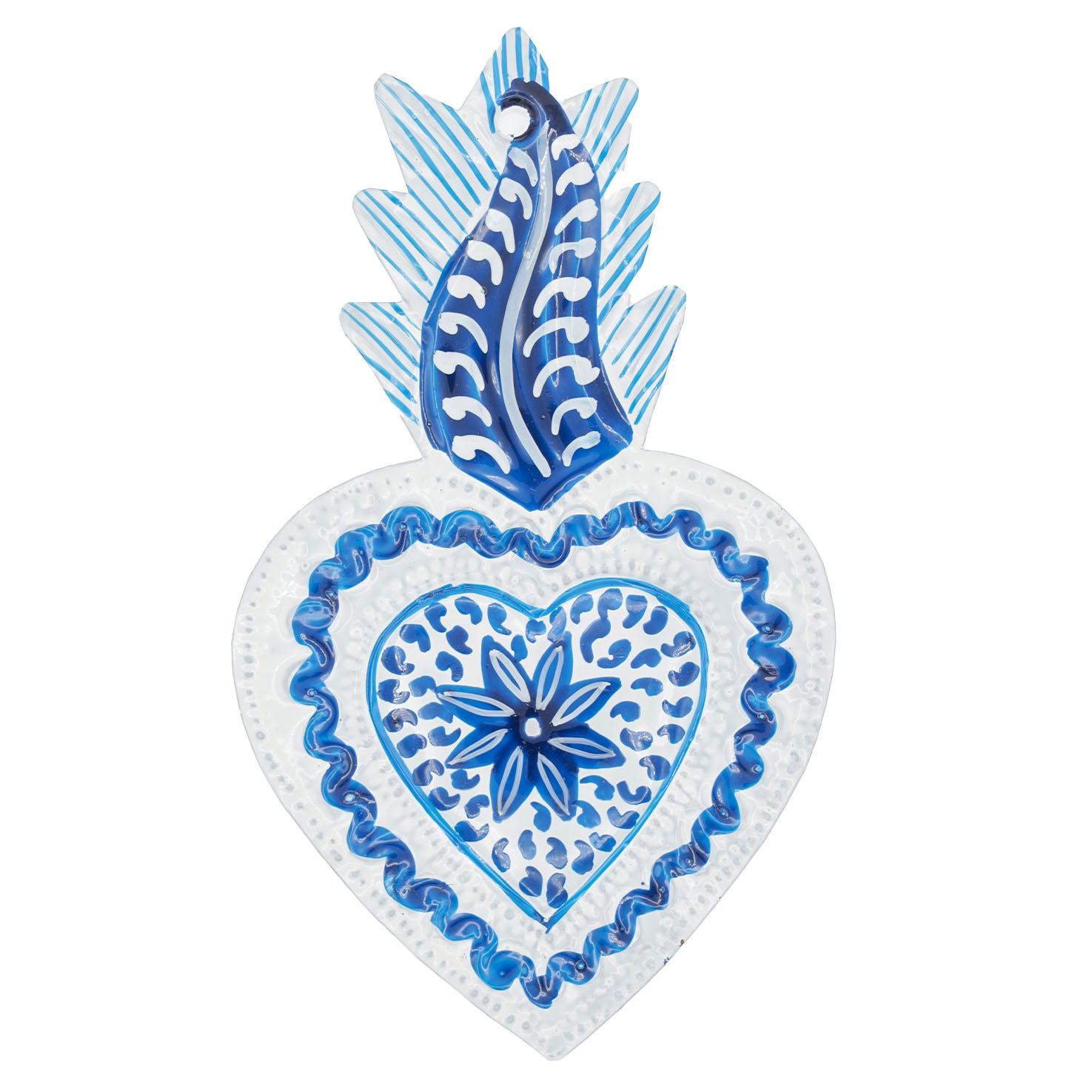 "Talavera" Mexican Milagro Tin Heart