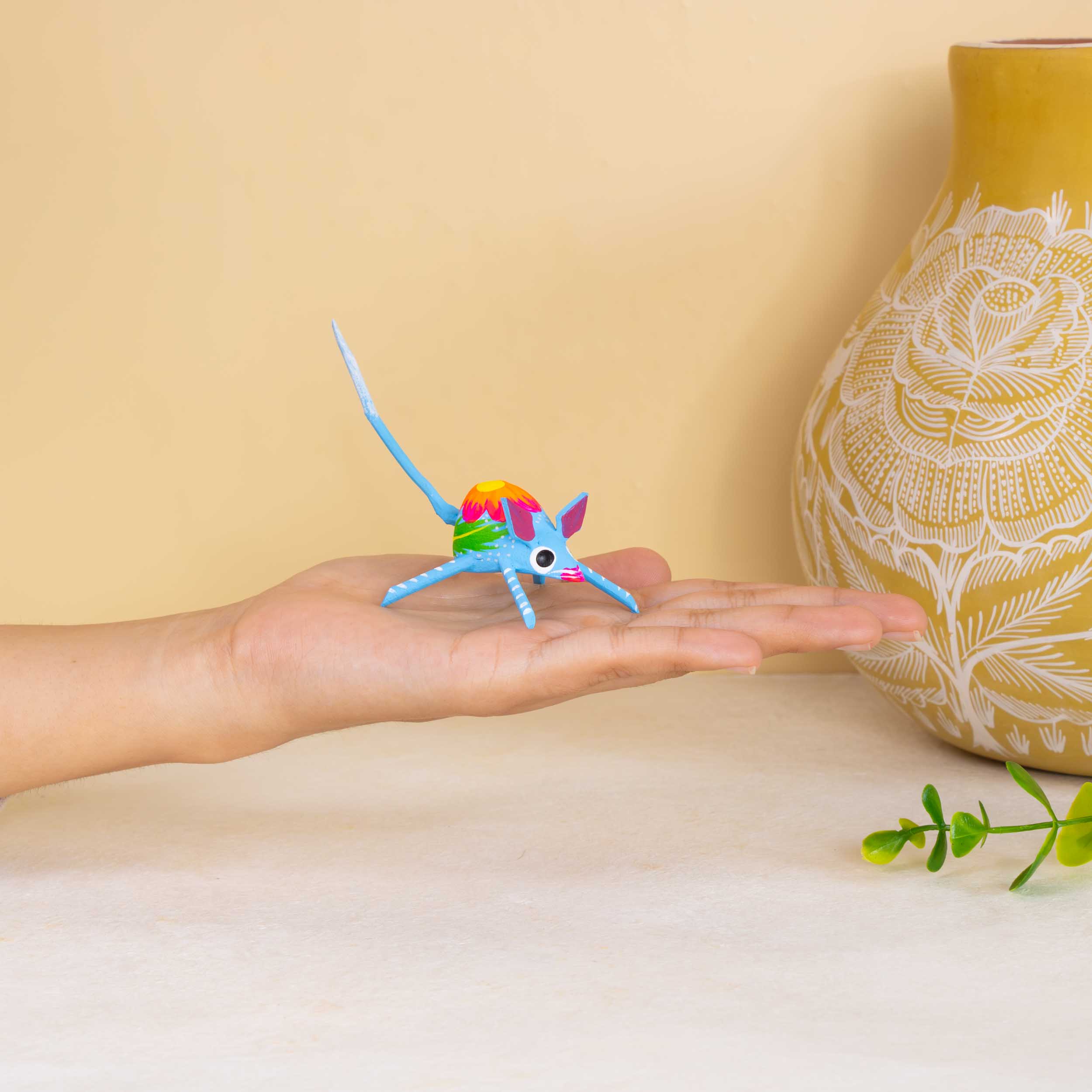 Hand Painted Mouse Wooden Figurine