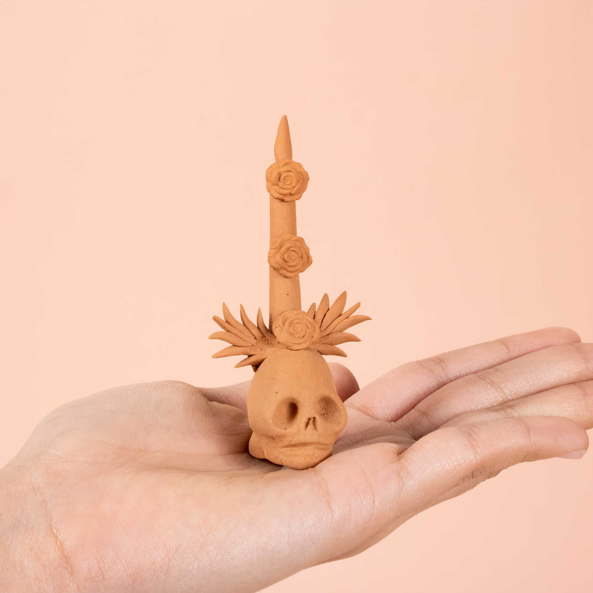 Clay Skull Candle Sculptures