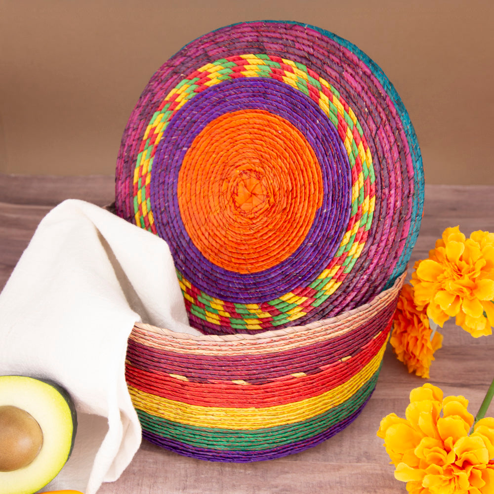 Multicolor Palm Woven Tortilla/Bread Basket