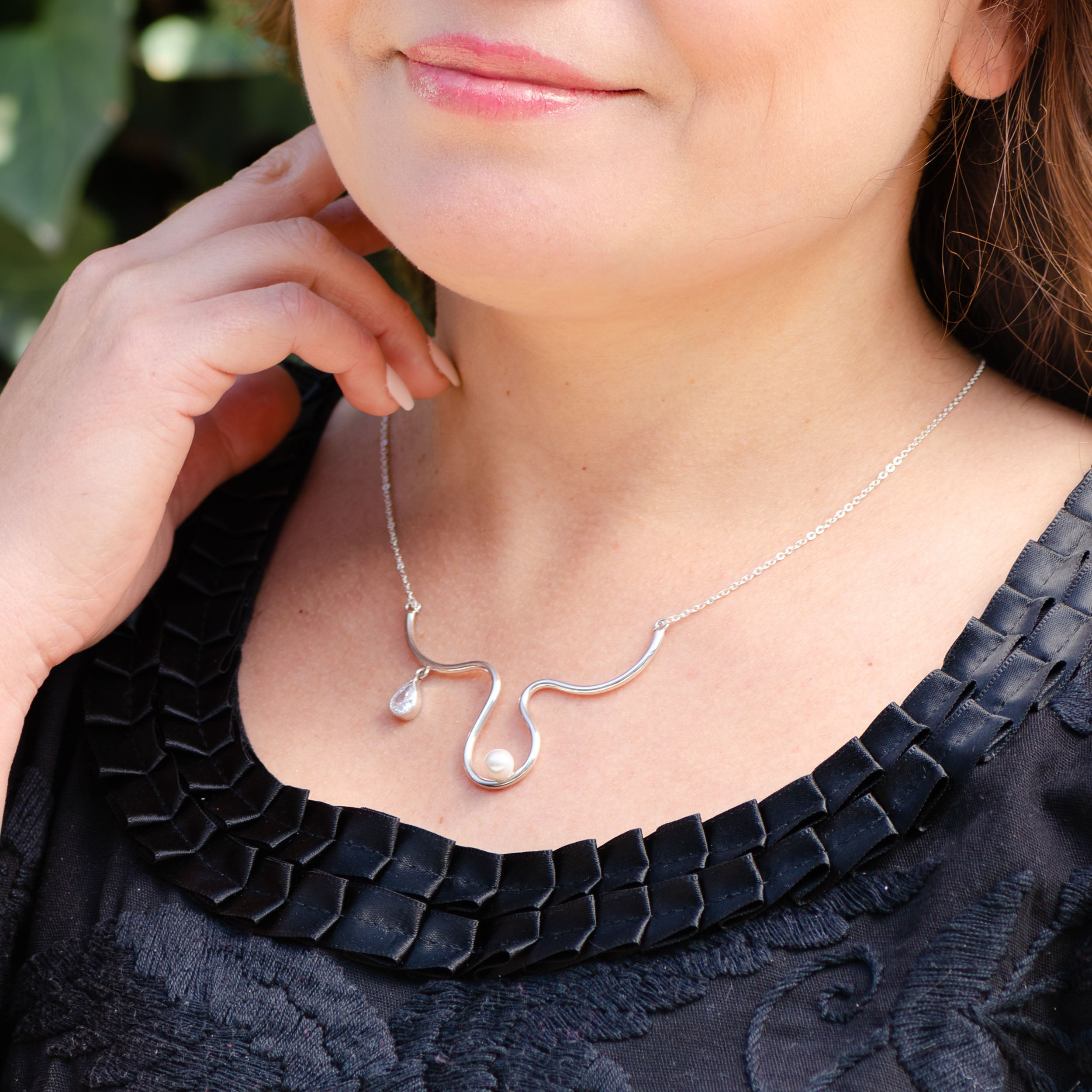 Sterling Silver Faux Pearl in the Waves