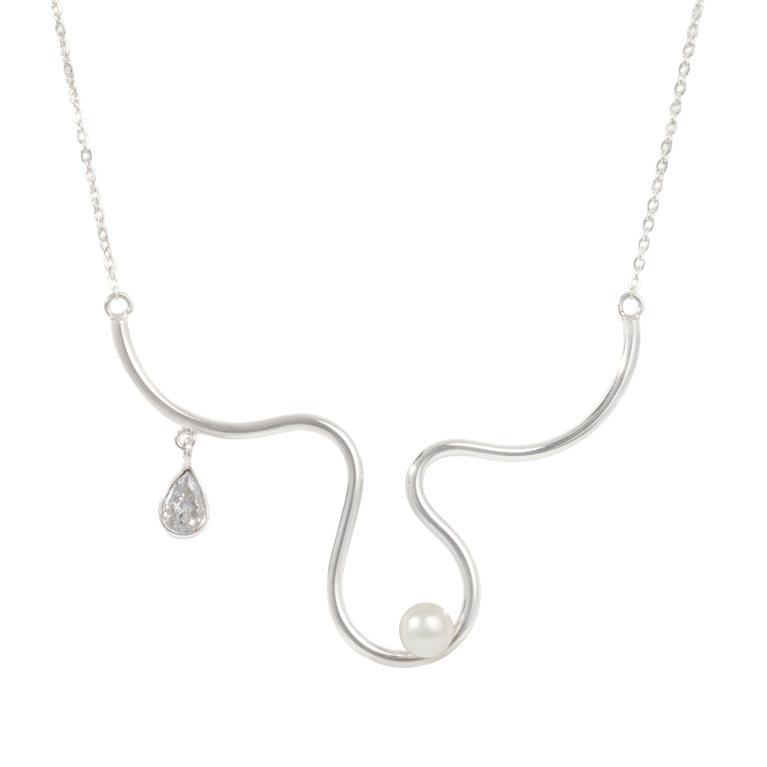 Sterling Silver Faux Pearl in the Waves