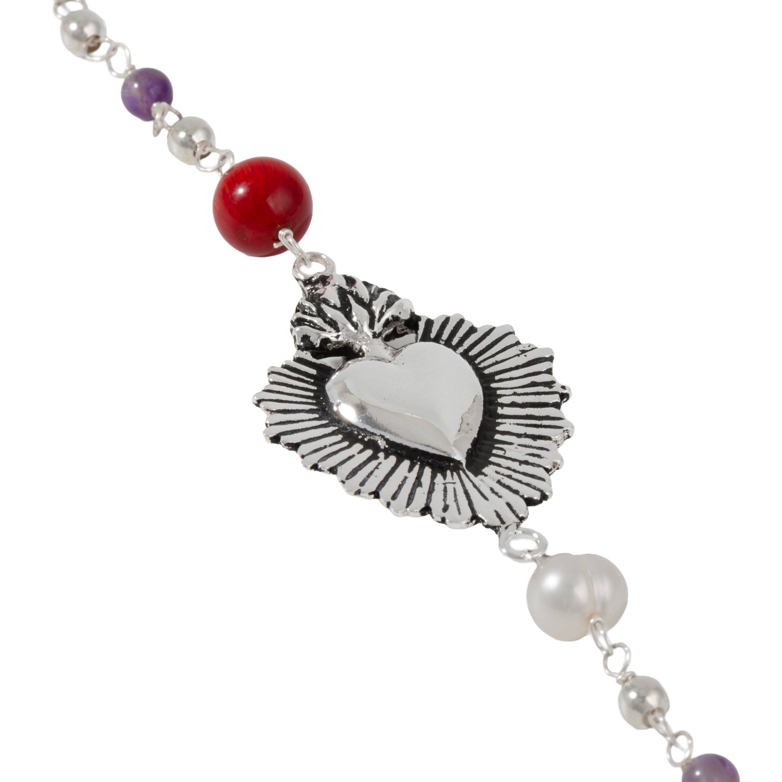 Sterling Silver Sacred Heart Necklace