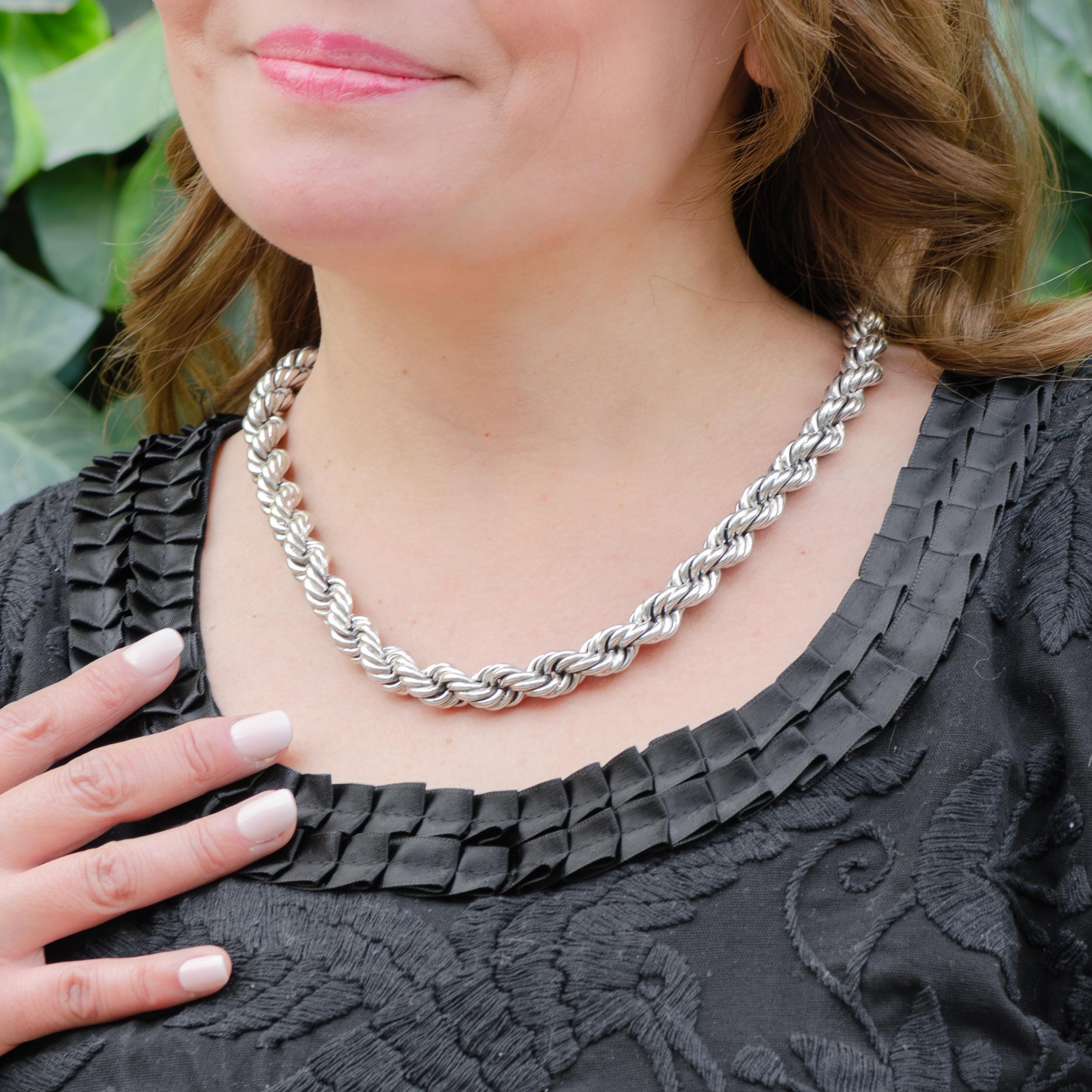 Sterling Silver Thick Braided Necklace