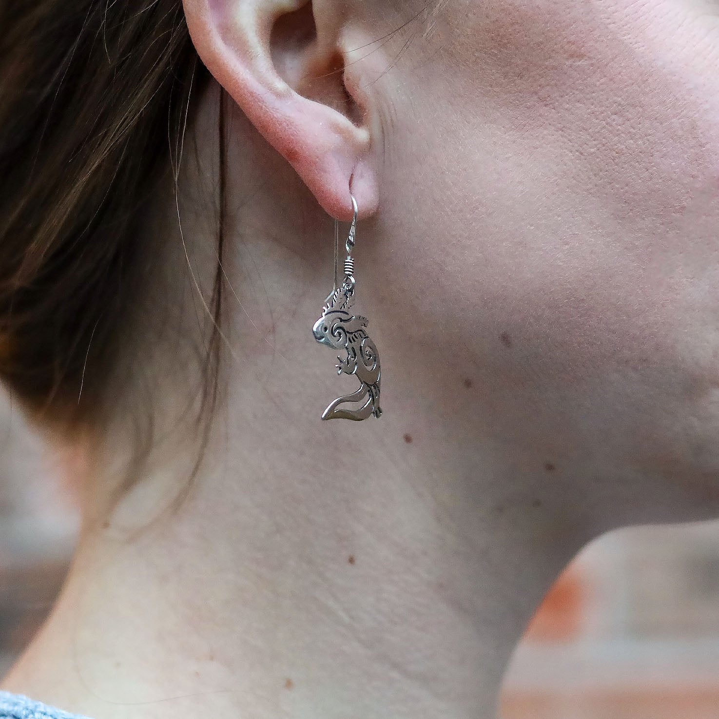 Sterling Silver Delicate Axolotl Earrings