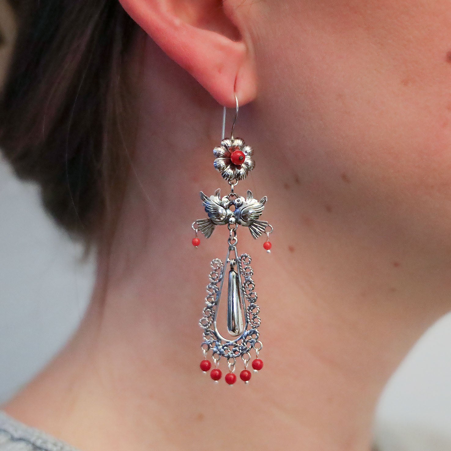 Sterling Silver Cenzontle Cantos Mazahua Earrings