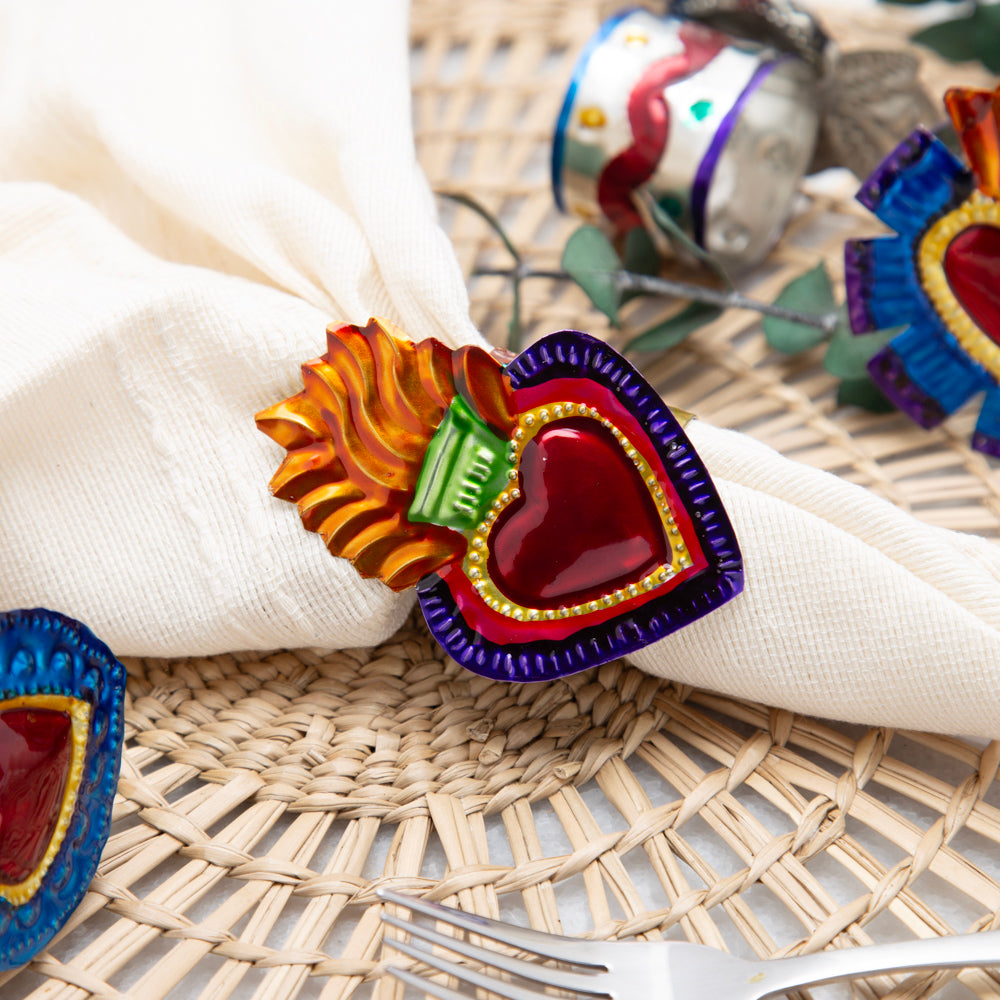 Color Heart Tin Art Milagro Napkin Ring | Lolo Mexican Mercadito