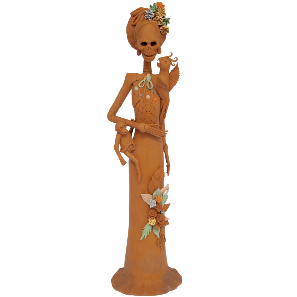 Tall Catrina en Natural From Capula Clay Sculpture